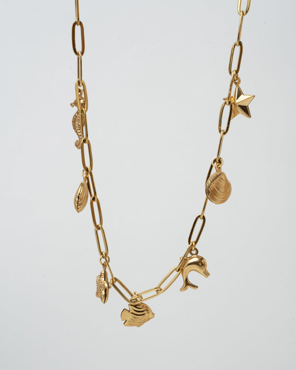 Elegant Ocean-Themed Gold Charm Necklace