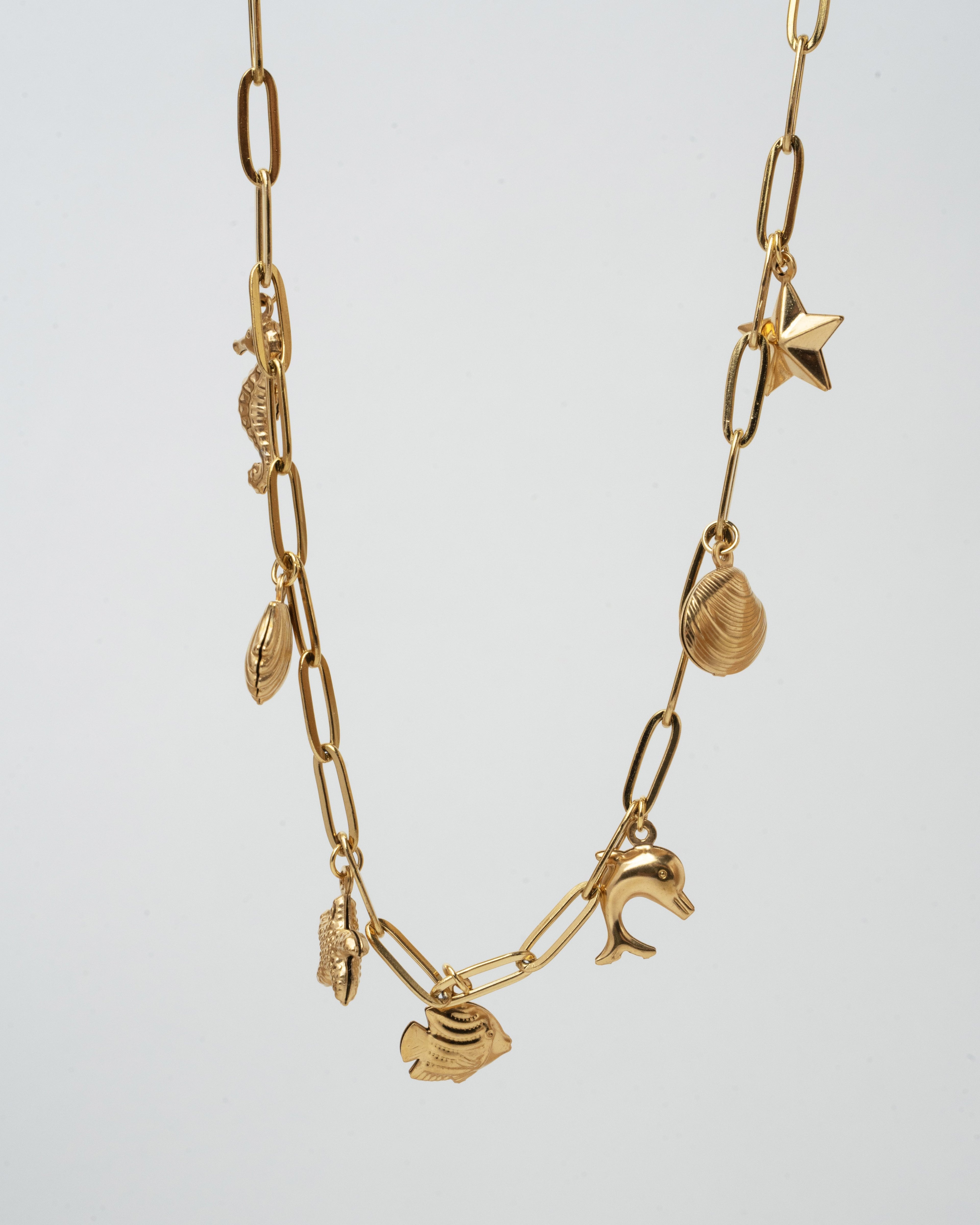 Elegant Ocean-Themed Gold Charm Necklace