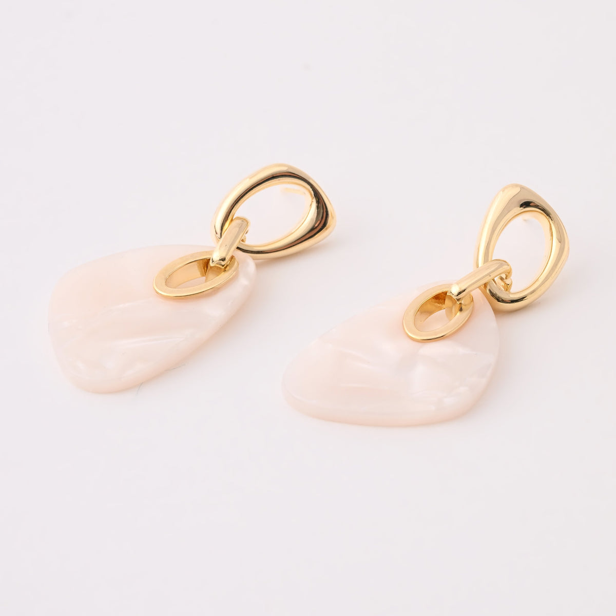 Elegant Gold and Pearl Acrylic Dangle Earrings