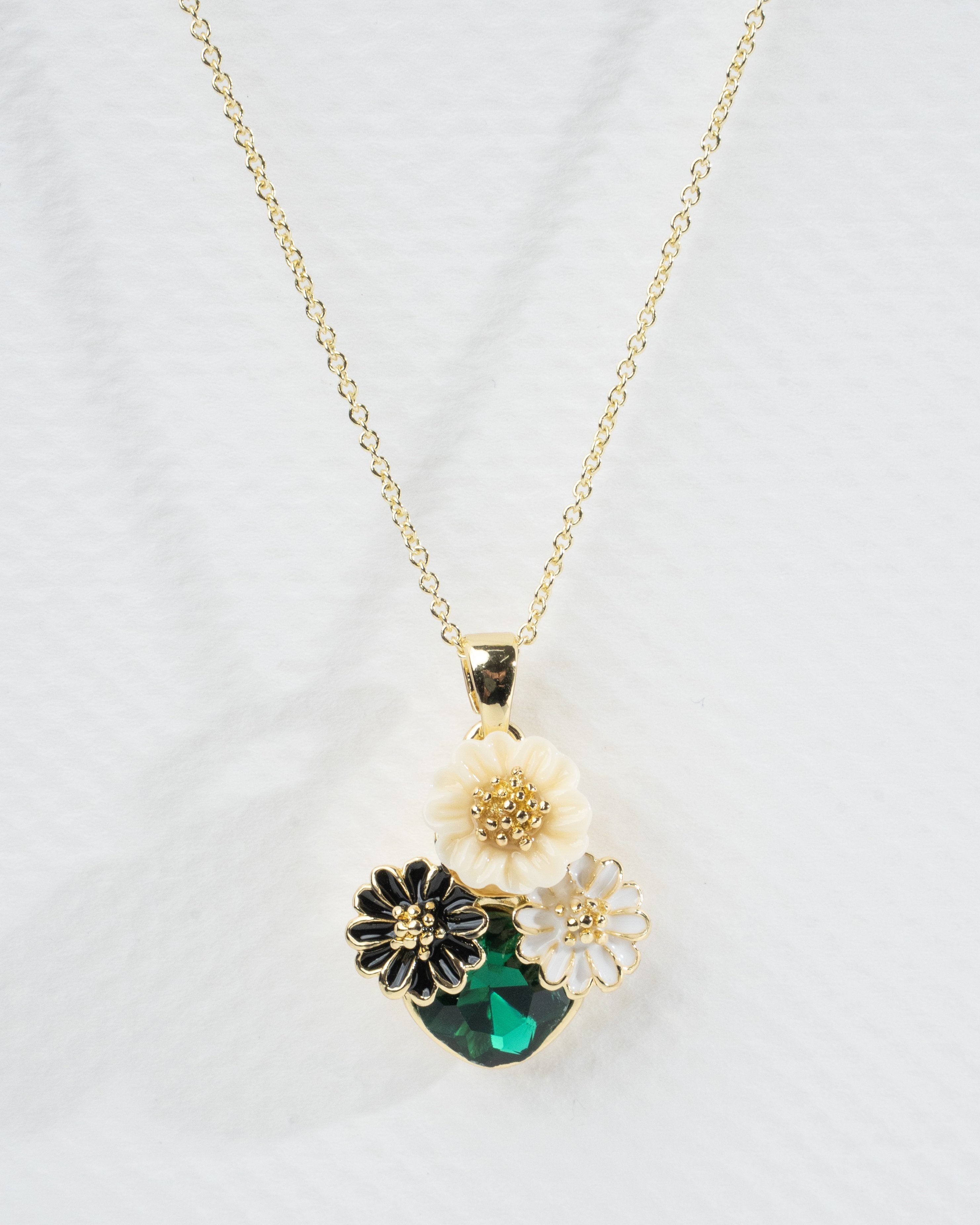 Elegant Floral Charm Necklace and Earring Set