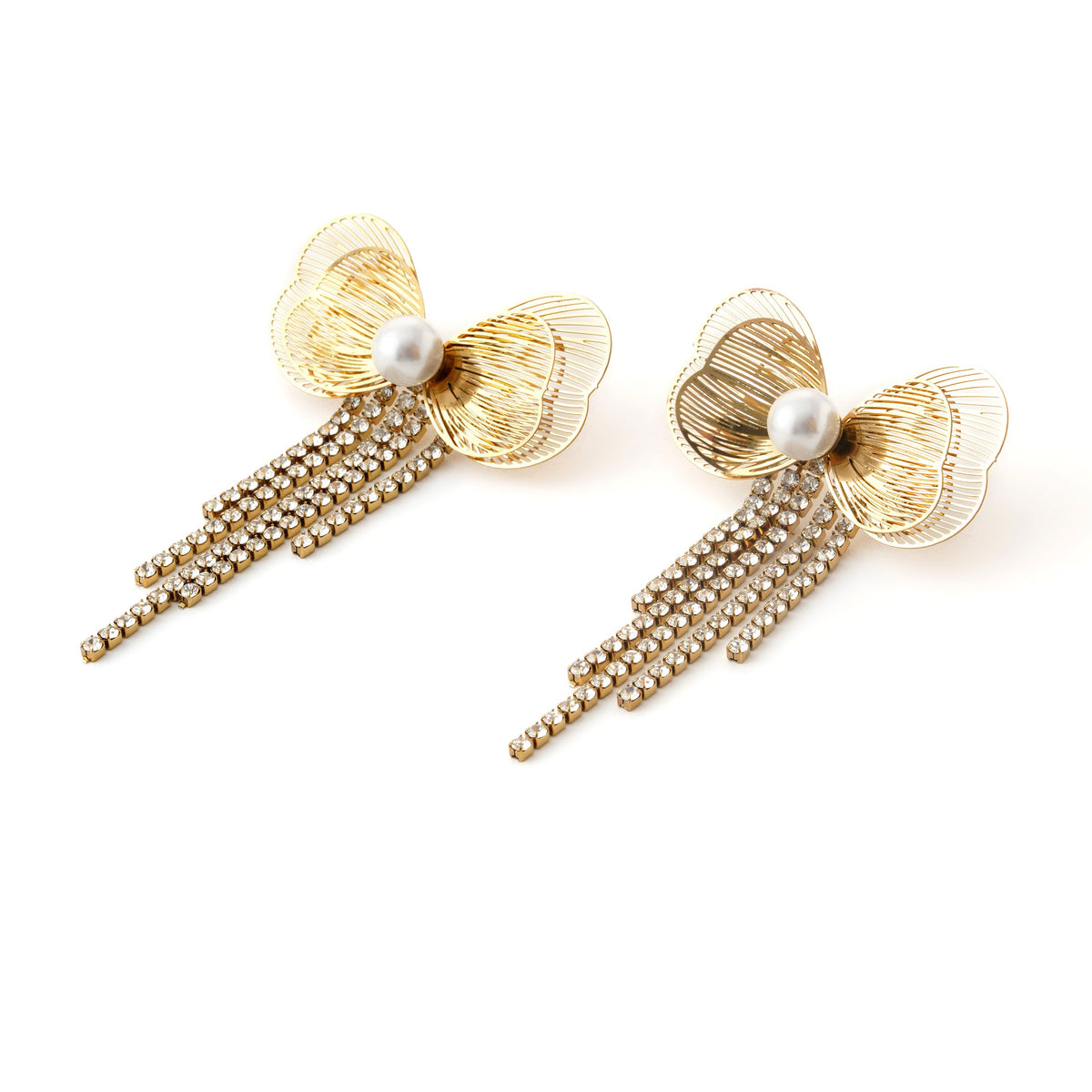 Elegant Butterfly Pearl Jewelry Set - Necklace & Earrings