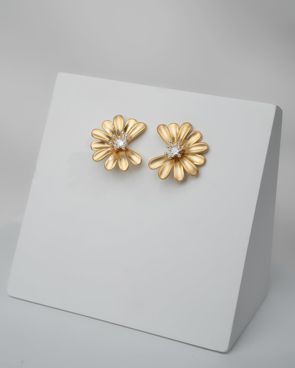 Radiant Gold Blossom Stud Earrings with Swarovski Crystals
