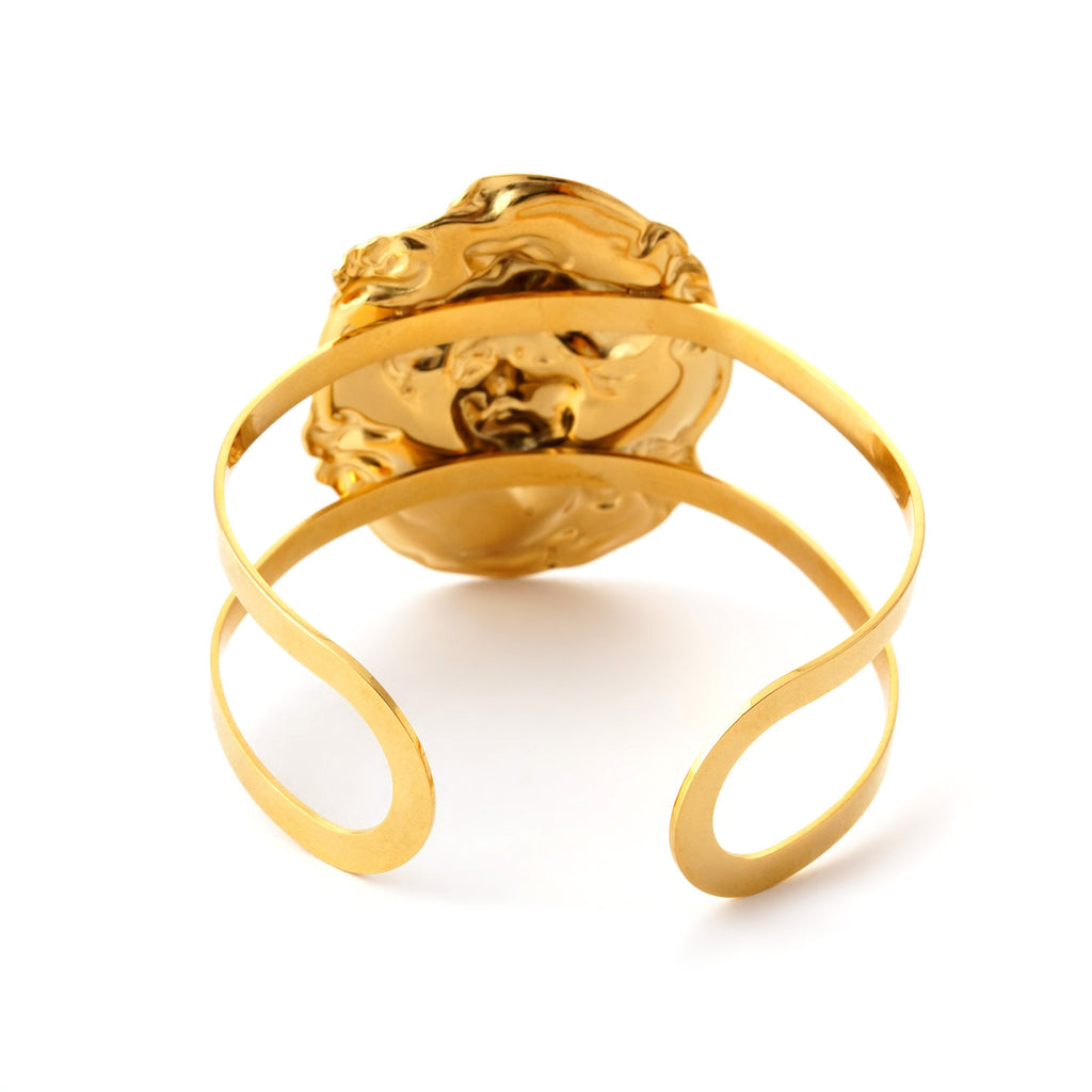 Art Nouveau Gold Cameo Bracelet with Pearl Accents