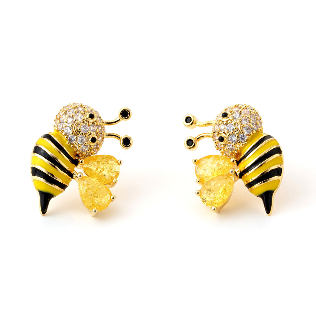Luxurious Crystal-Studded Bee Earring