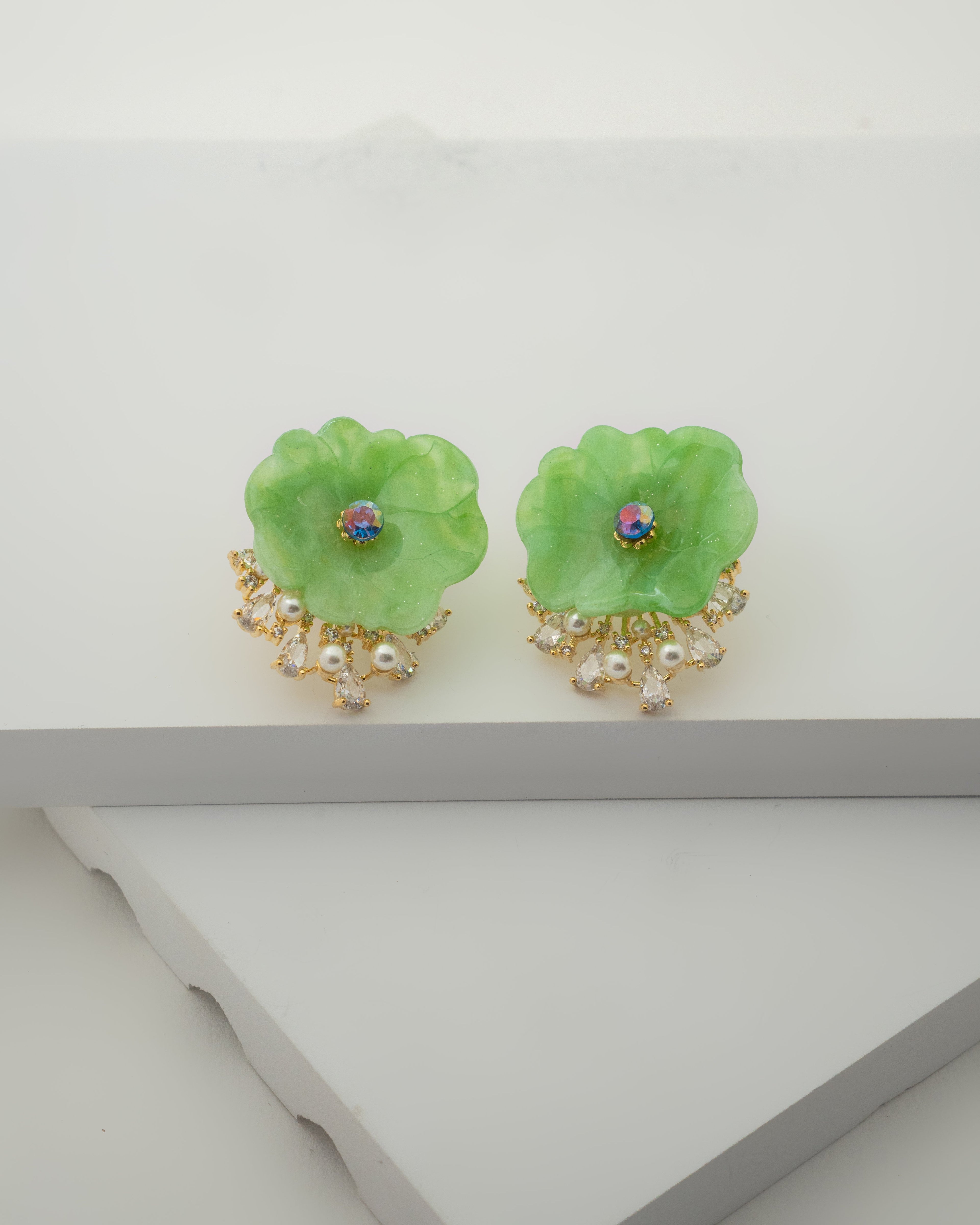 Elegant Floral Designer Earrings with Gemstone Accents