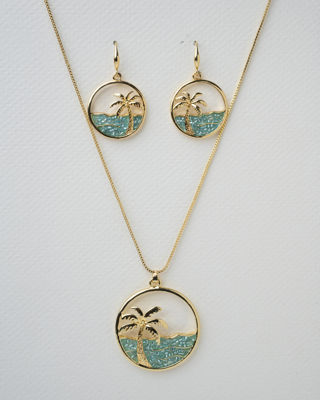 Tropical Paradise Gold Plated Necklace and Earrings Set