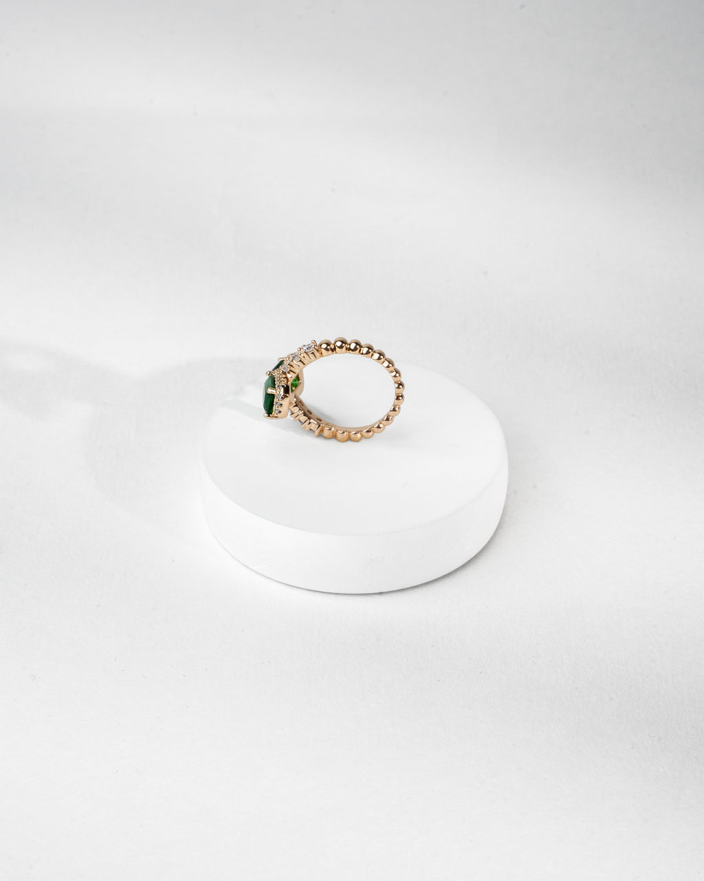 Elegance Dual Emerald and Diamond Accent Ring