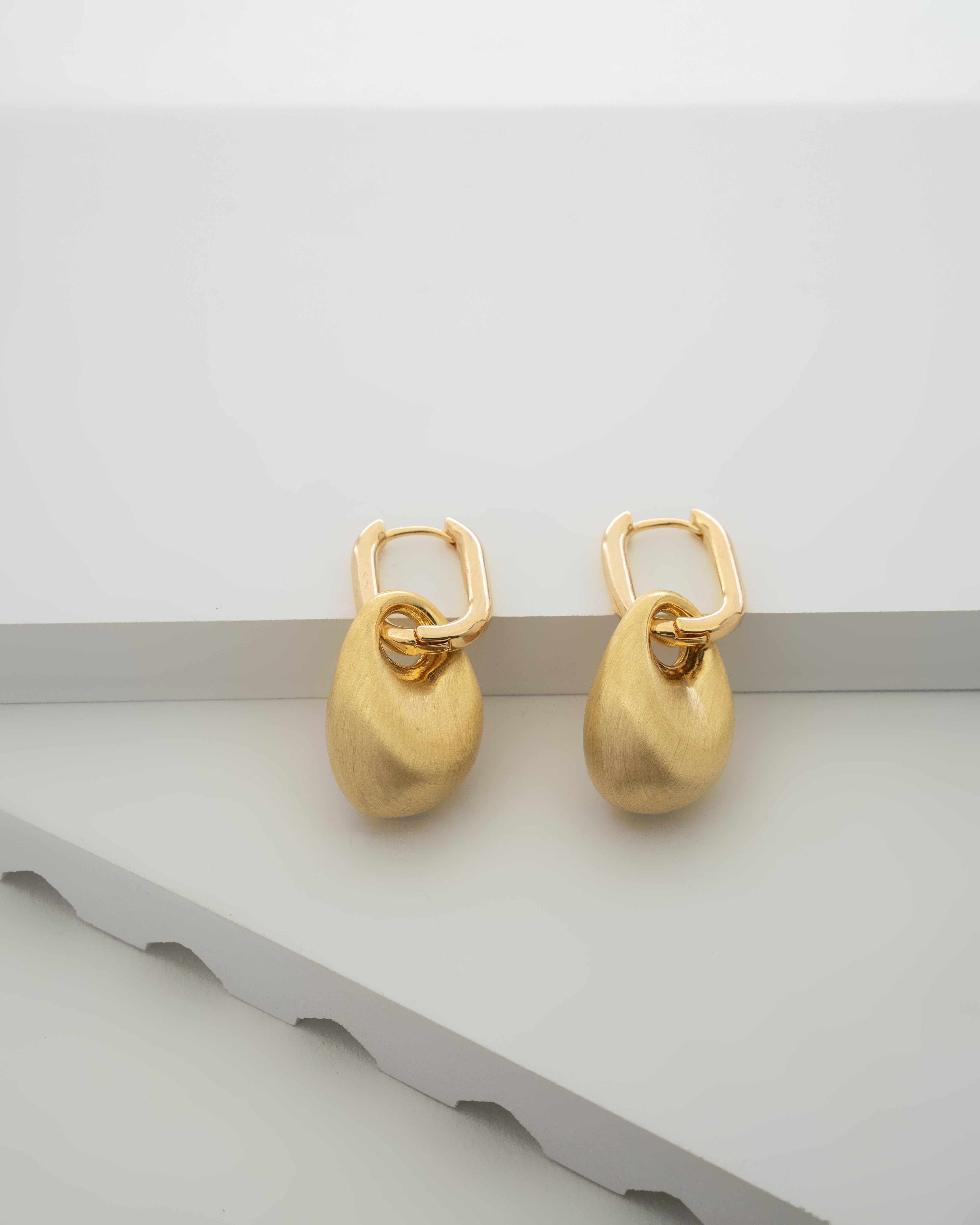 Elegant Brushed Gold Drop Earrings