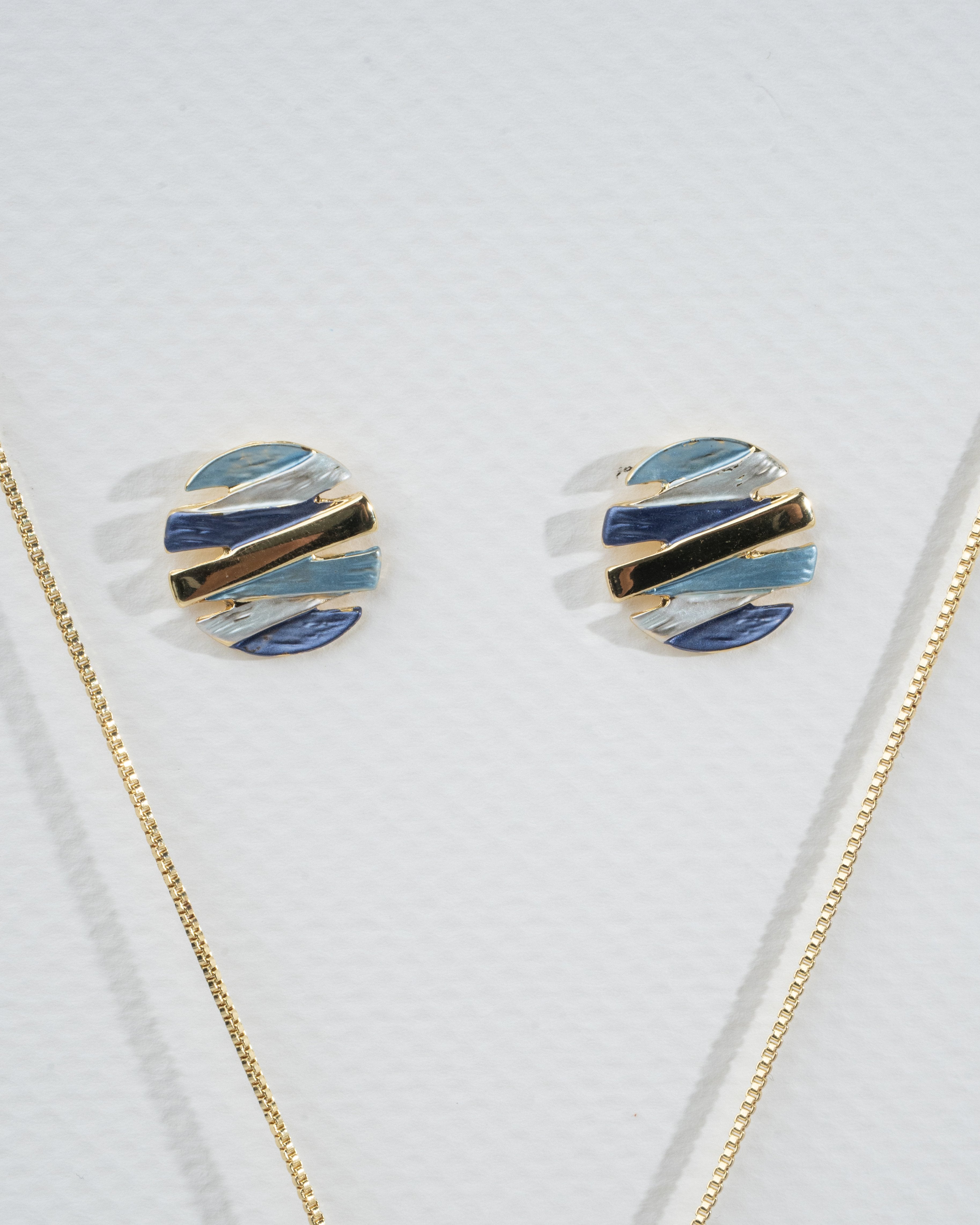 Oceanic Harmony Enamel Necklace and Earrings Set