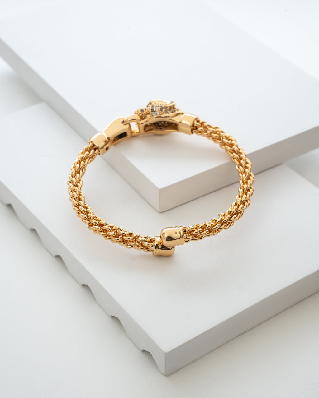 Elegant Gold Plated Panther Chain Bracelet