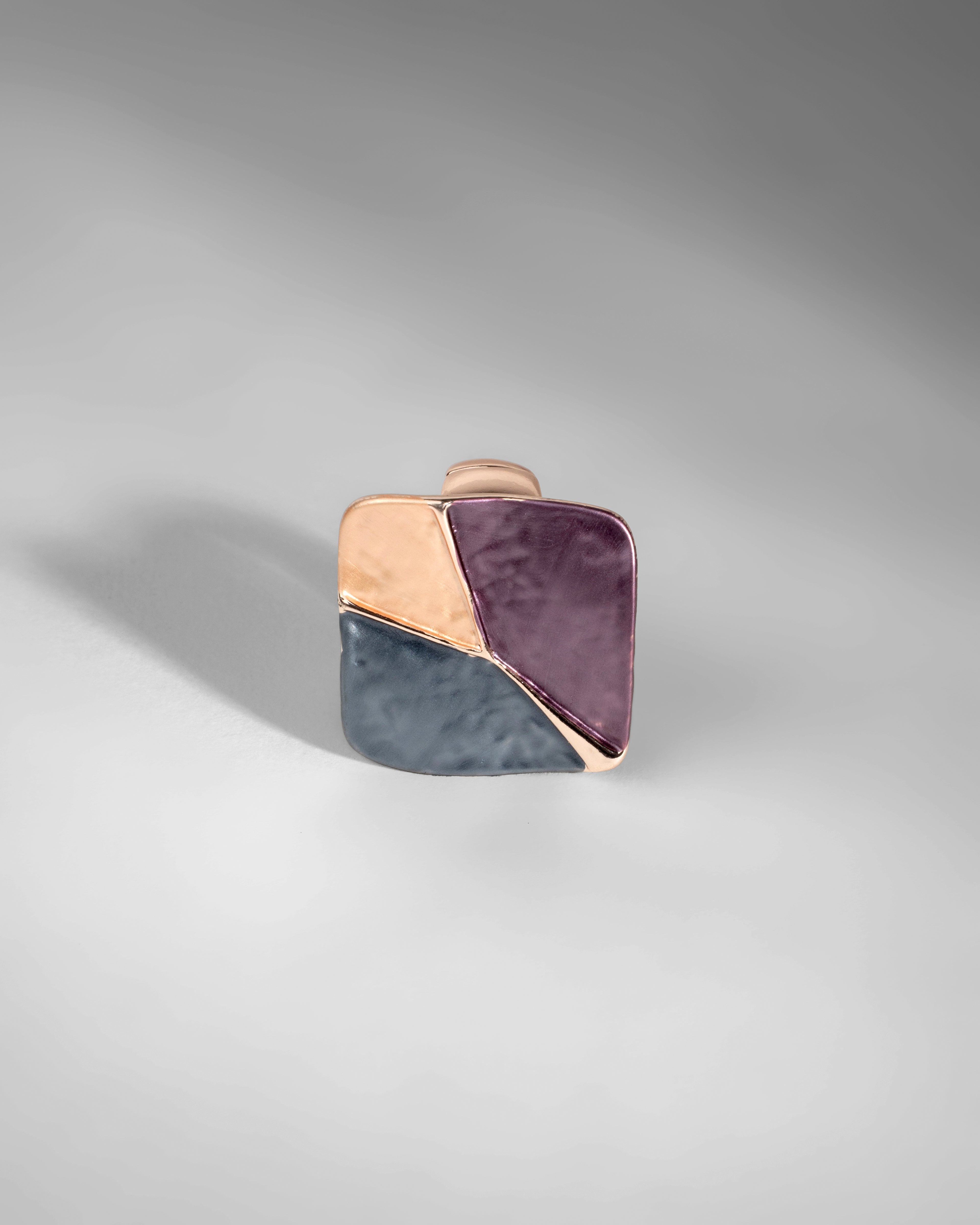 Modern Geometric Enamel Ring