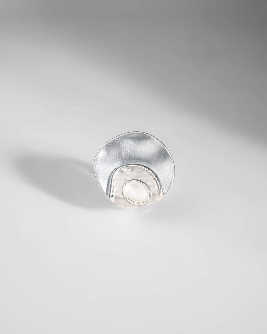 Sleek Silver-Etched Ring with Modern Design