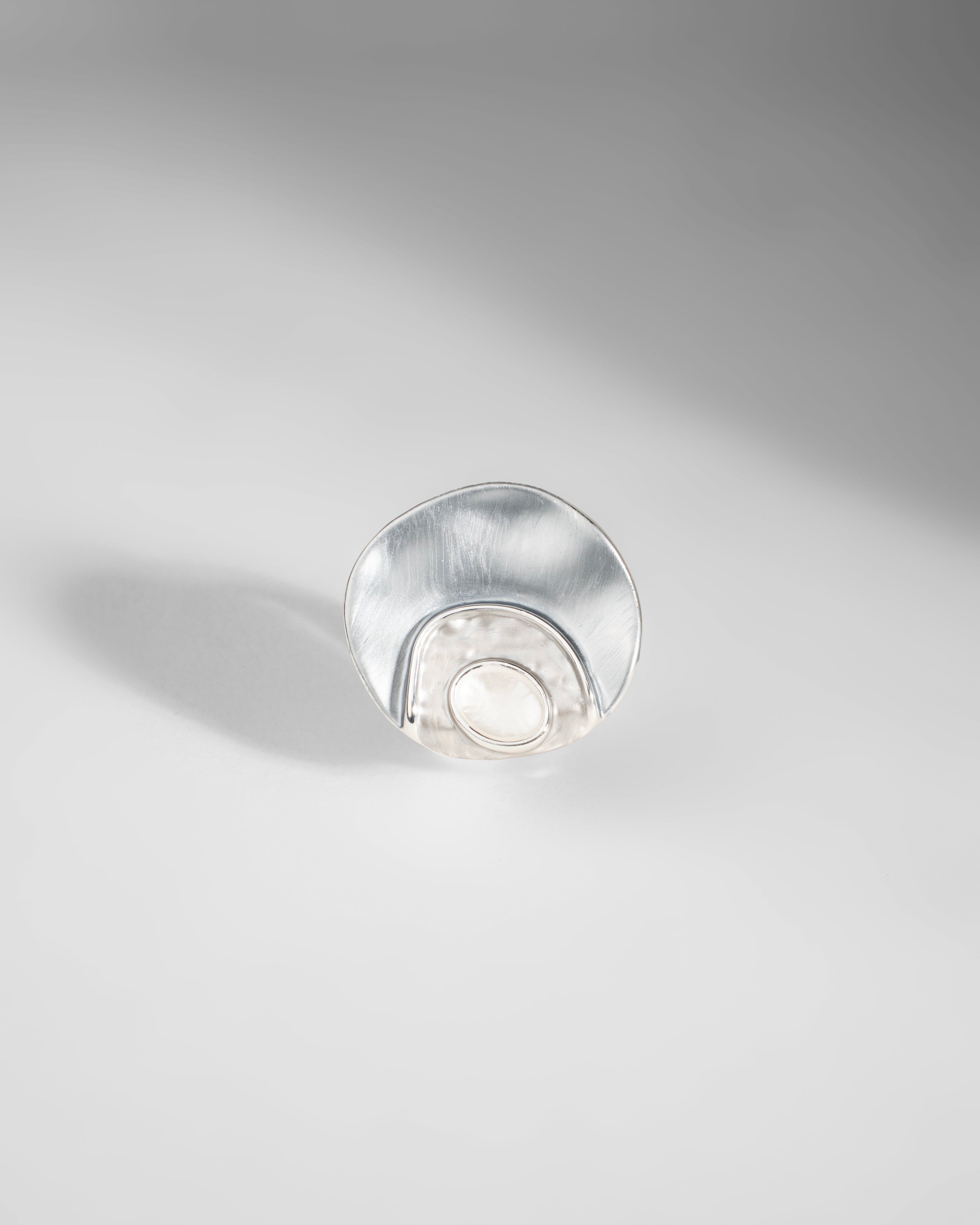 Sleek Silver-Etched Ring with Modern Design