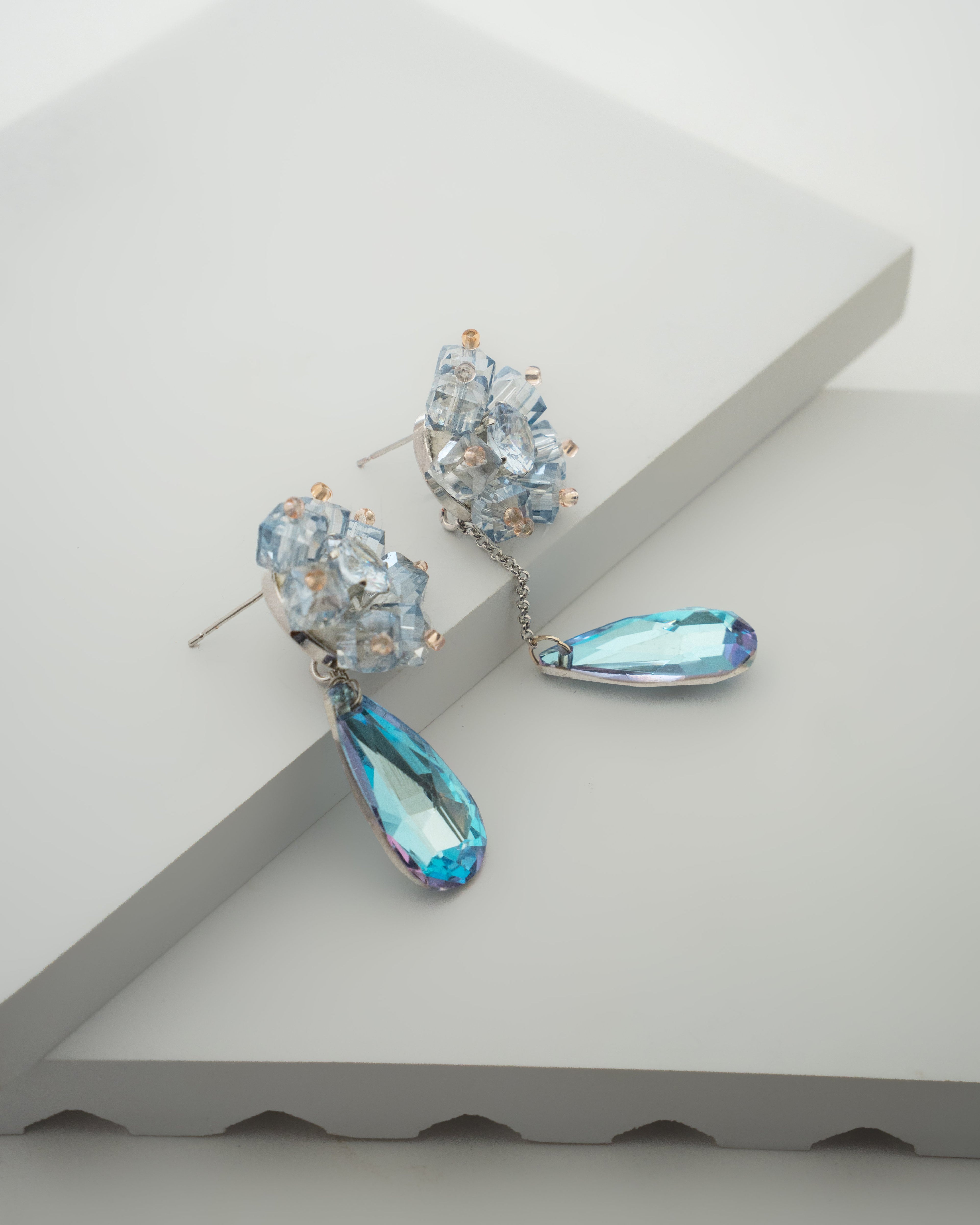 Elegant Crystal Drop Earrings with Cluster Accents