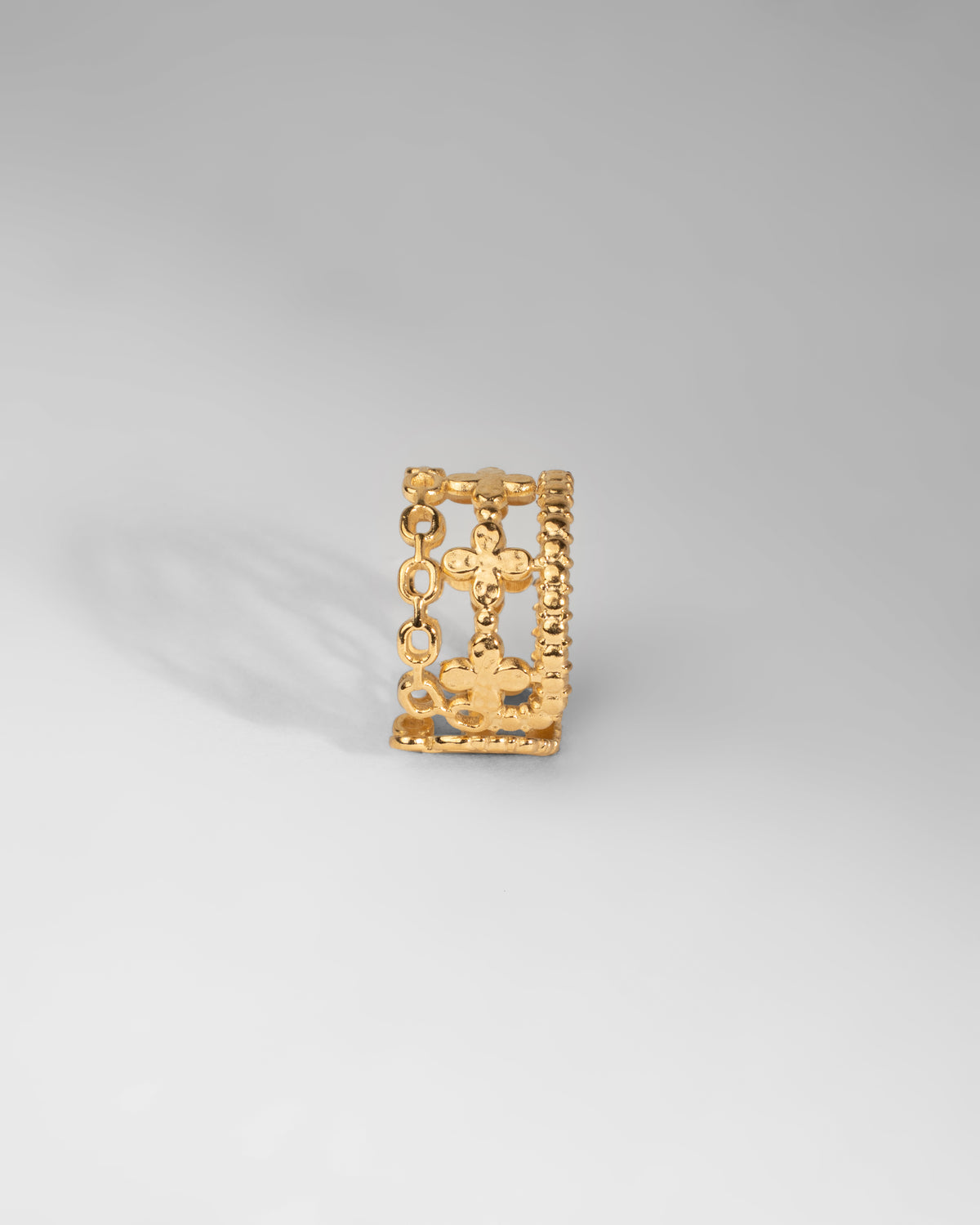 Elegant Gold Plated Flower Pattern Ring