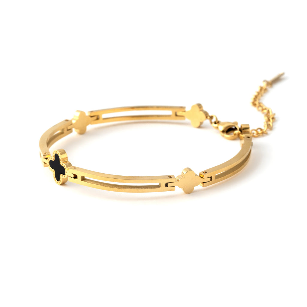 Elegant Gold Plated Clover Charm Bracelet