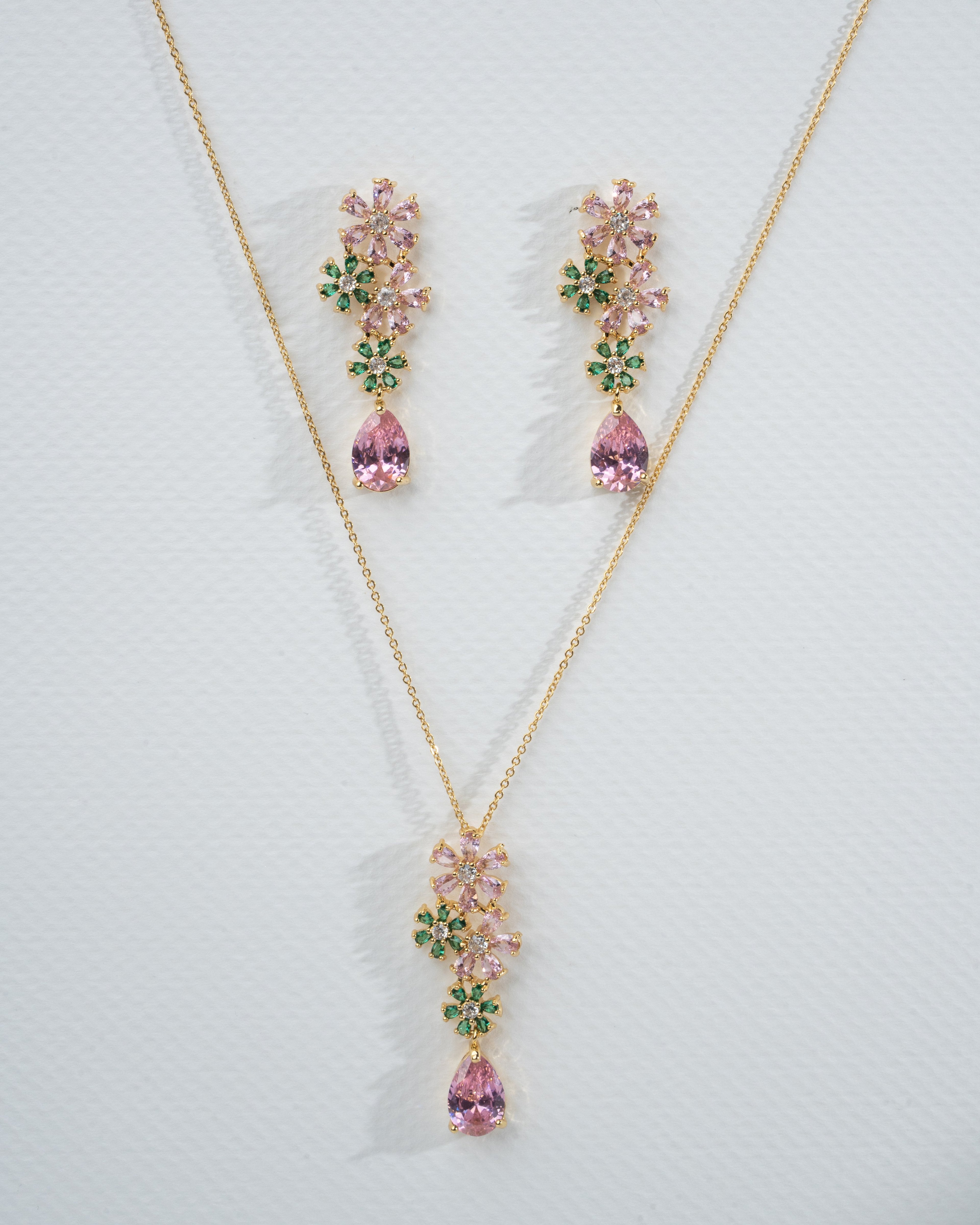 Elegant Blossom Crystal Jewelry Set