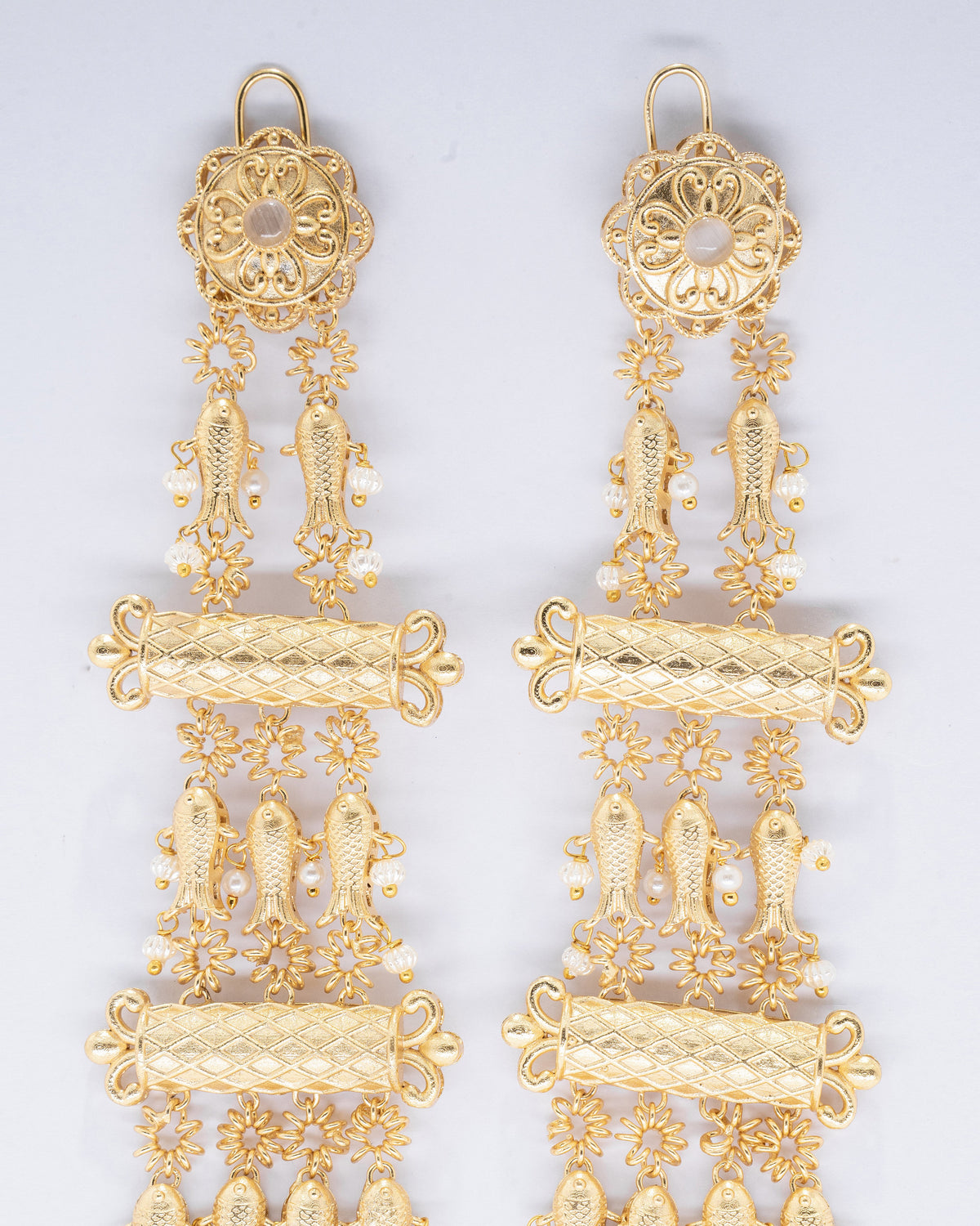 Gold-Tone Traditional Filigree Long Drop Earrings