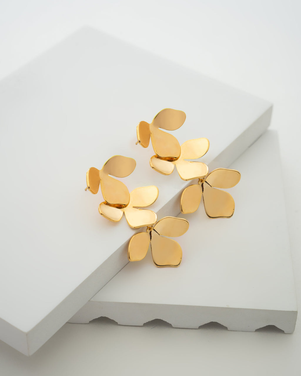 Elegant Petal Gold Plated Drop Earrings