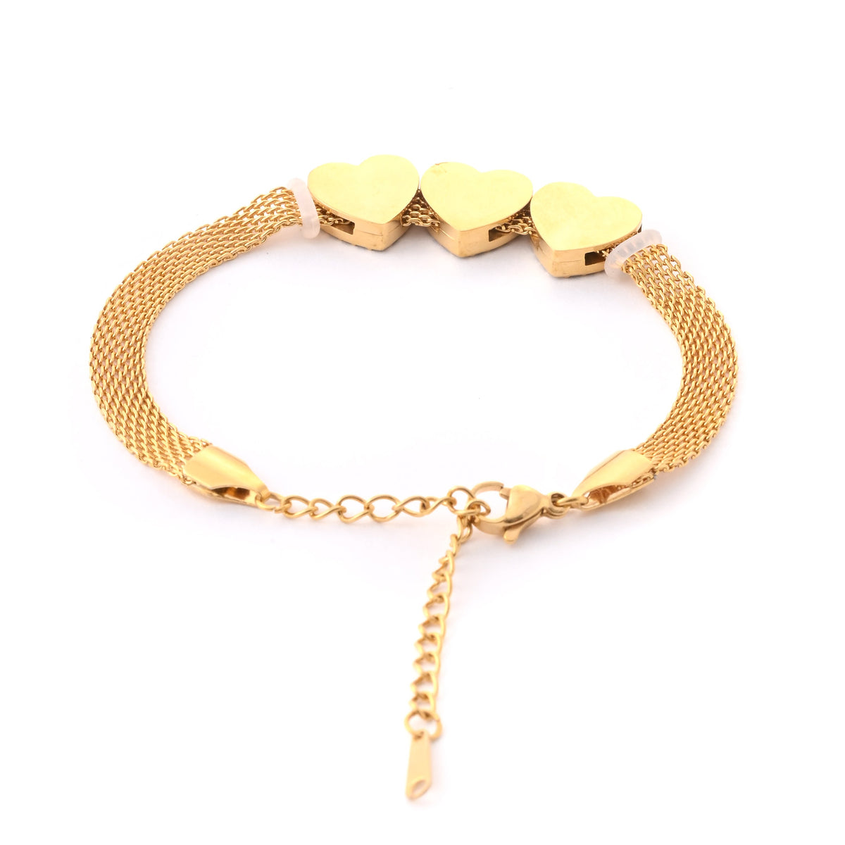 Elegant Gold Heart Charm Bracelet with Crystal Accents