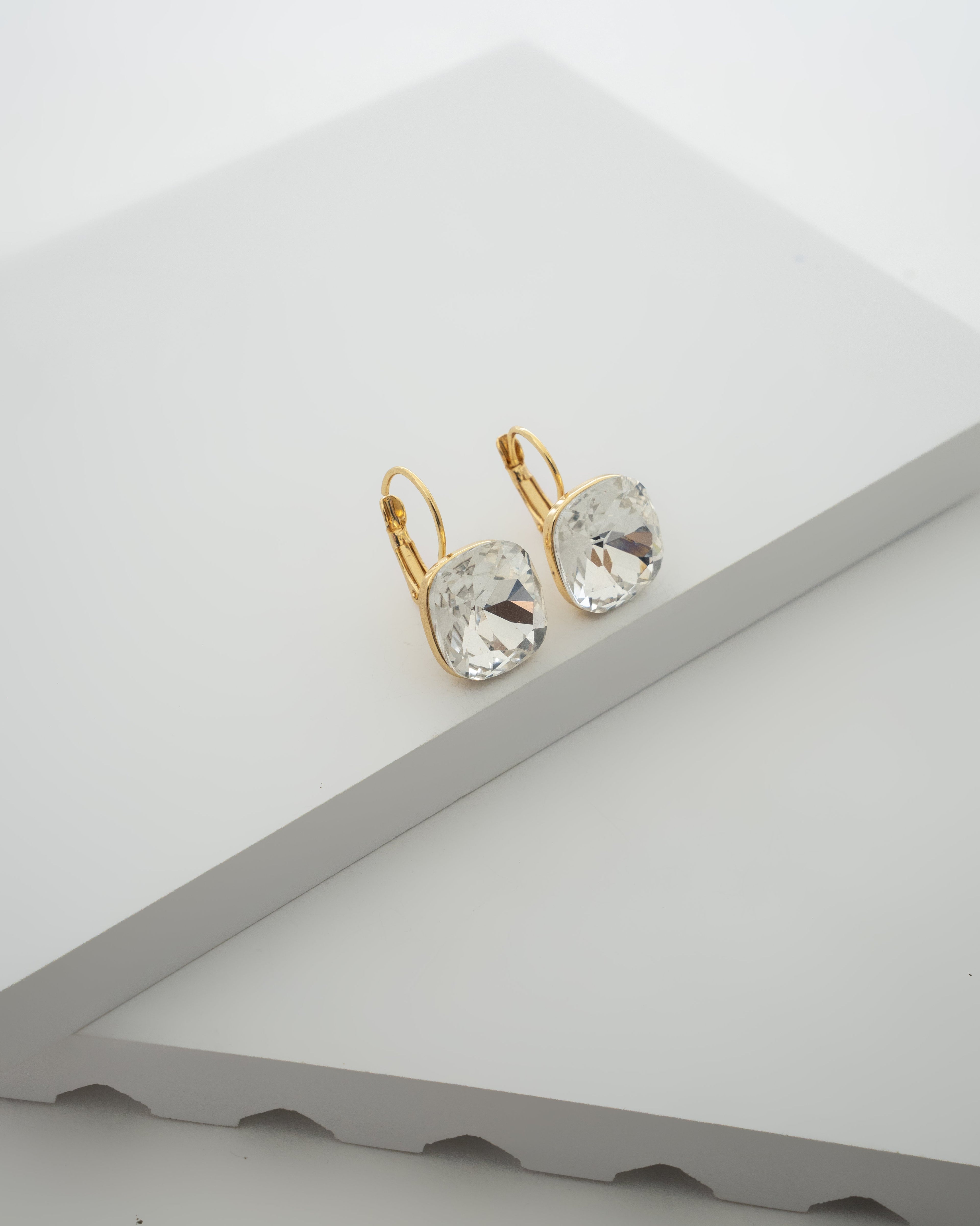 Elegant Crystal Gold Drop Earrings