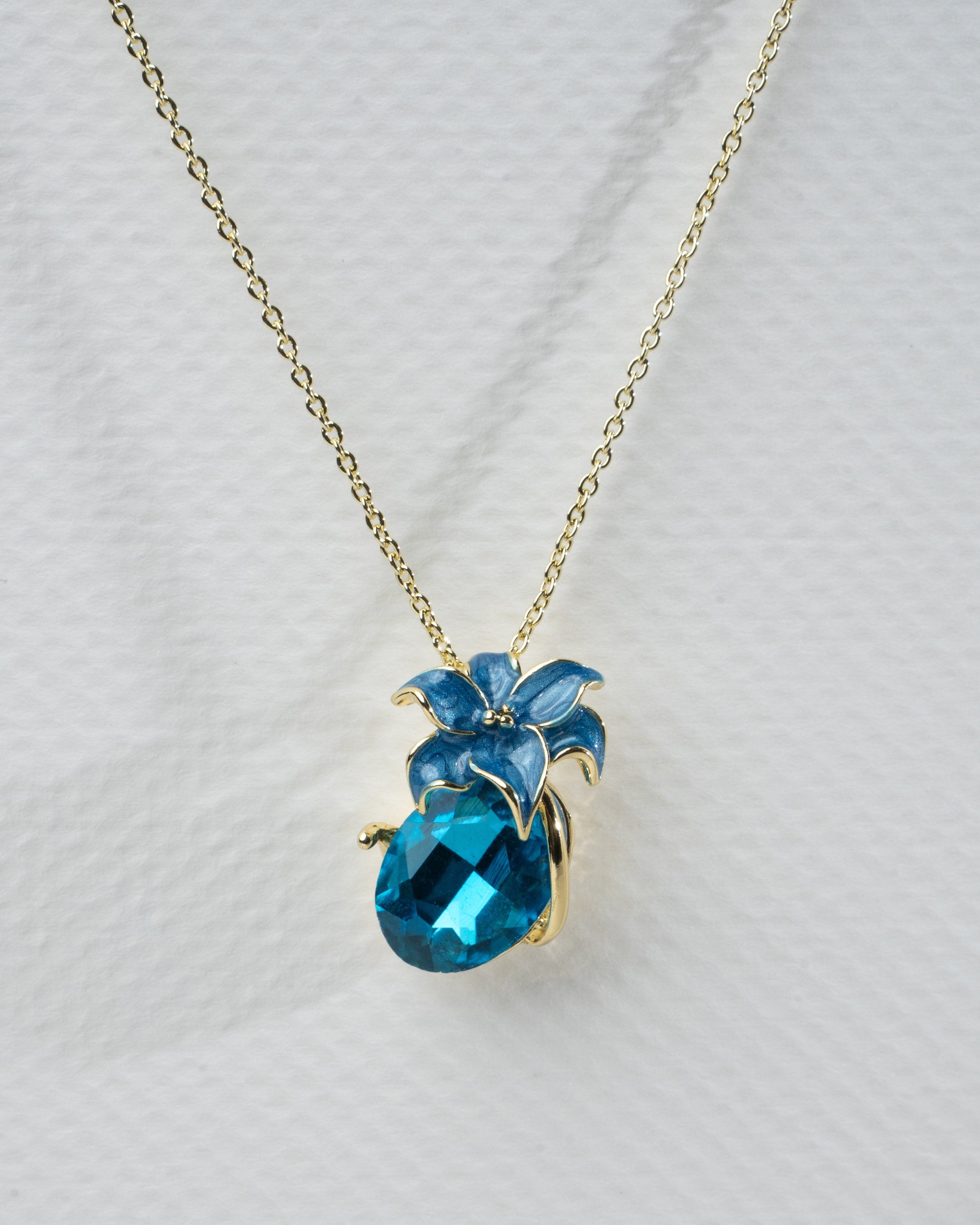 Elegant Blue Gem Floral Jewelry Set