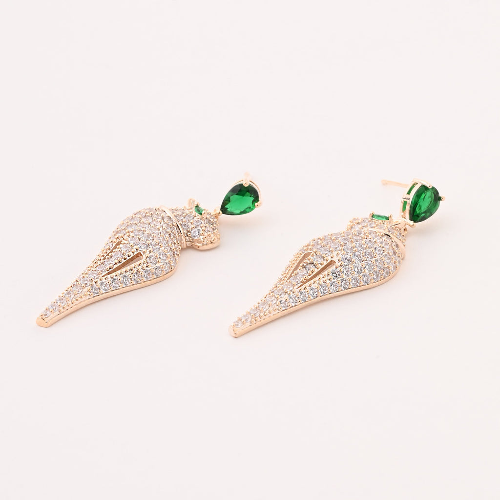 Elegant Emerald Panther Drop Earrings