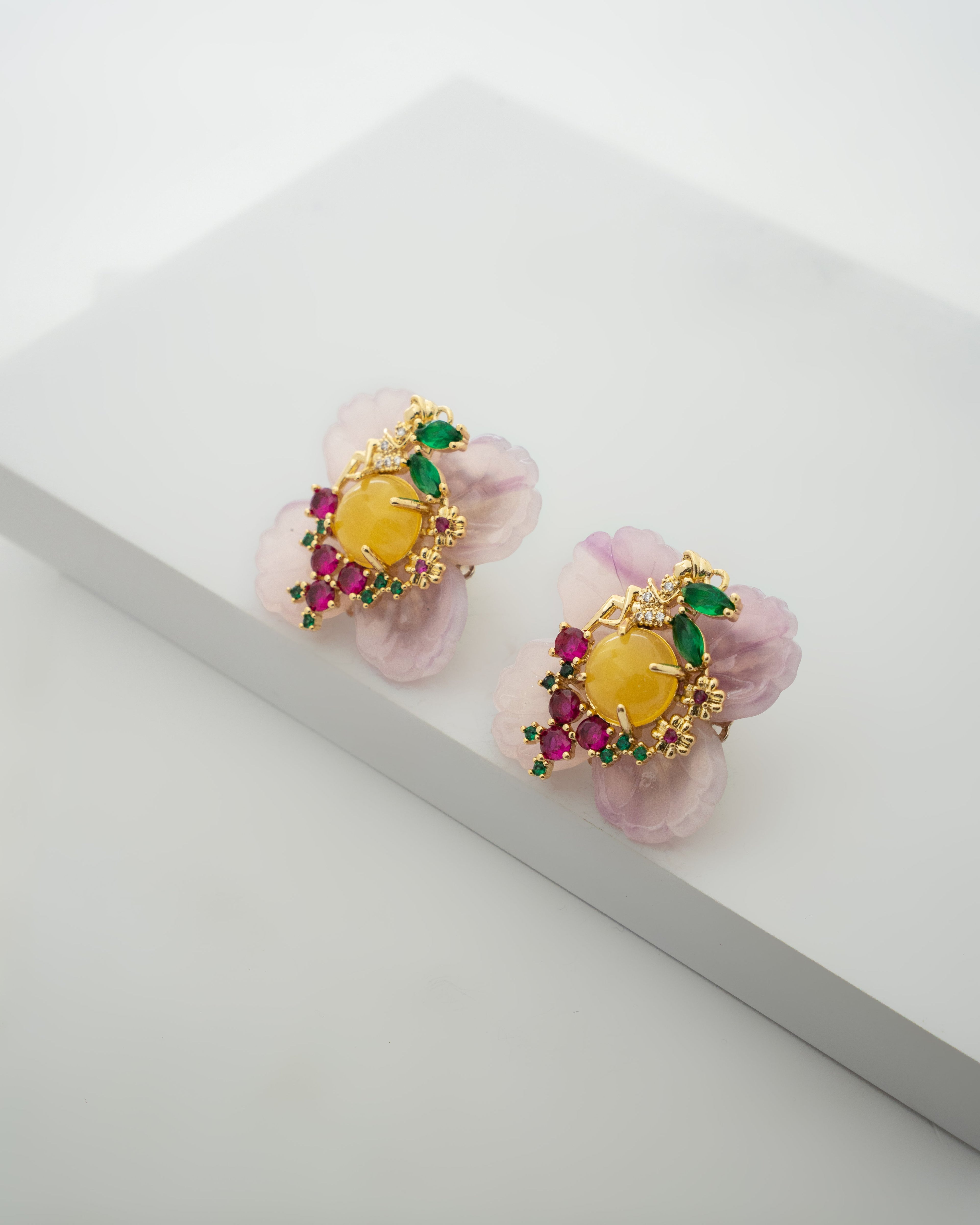 Exquisite Floral-Inspired Gemstone Earrings