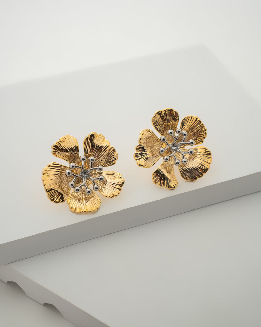 Elegant Blossom Gold Plated Flower Earrings