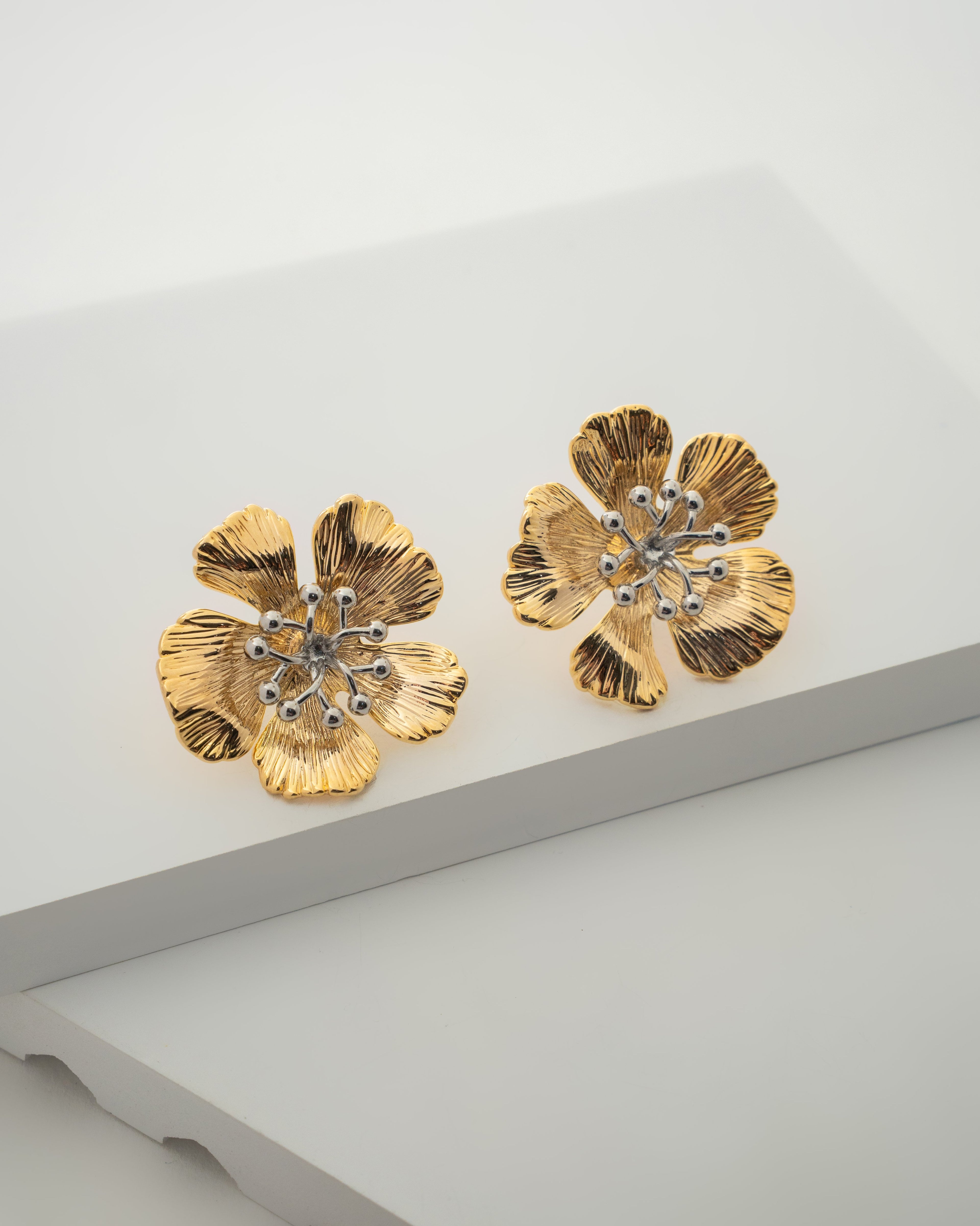 Elegant Blossom Gold Plated Flower Earrings