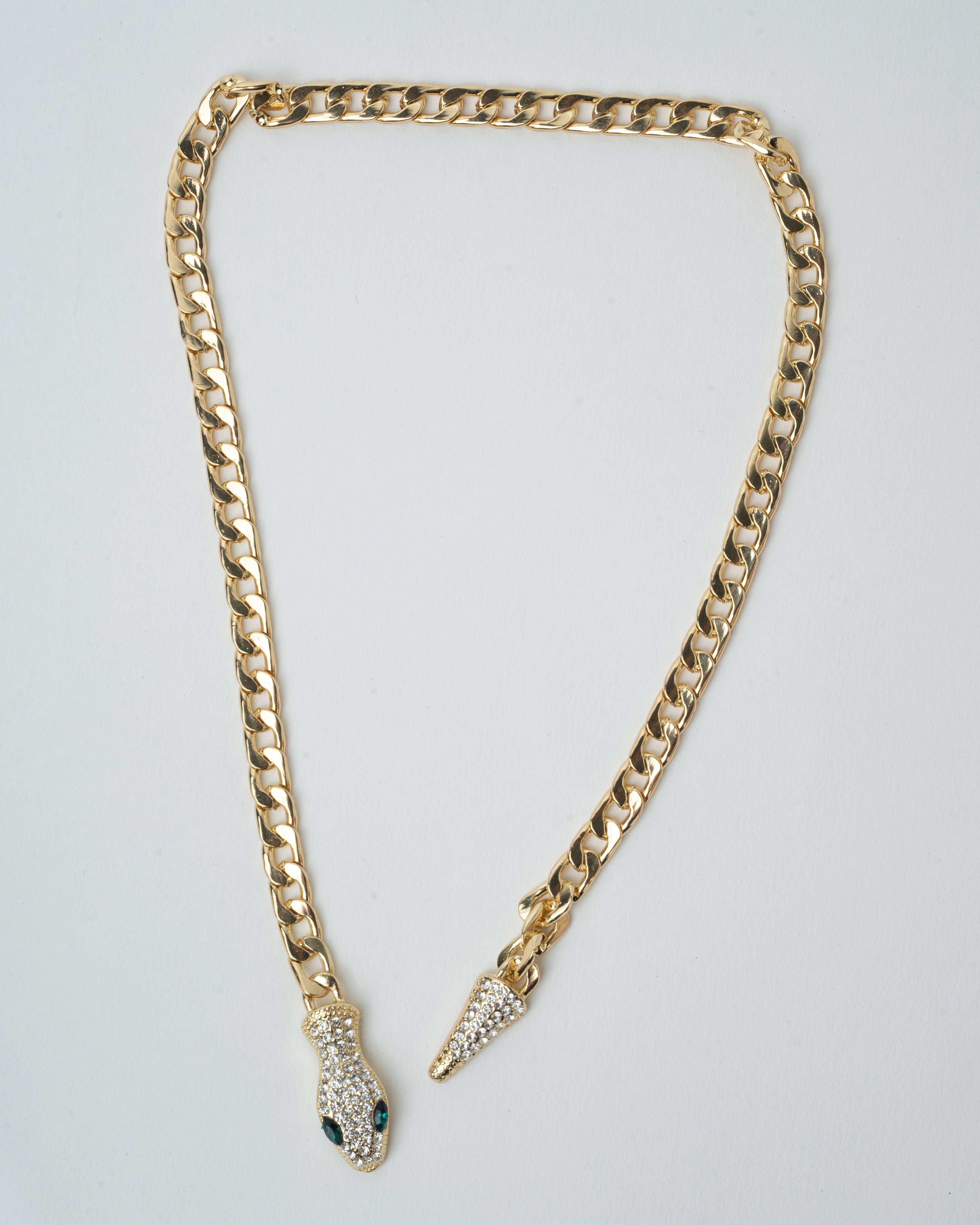 Exquisite Gold Snake-Head Chain Necklace