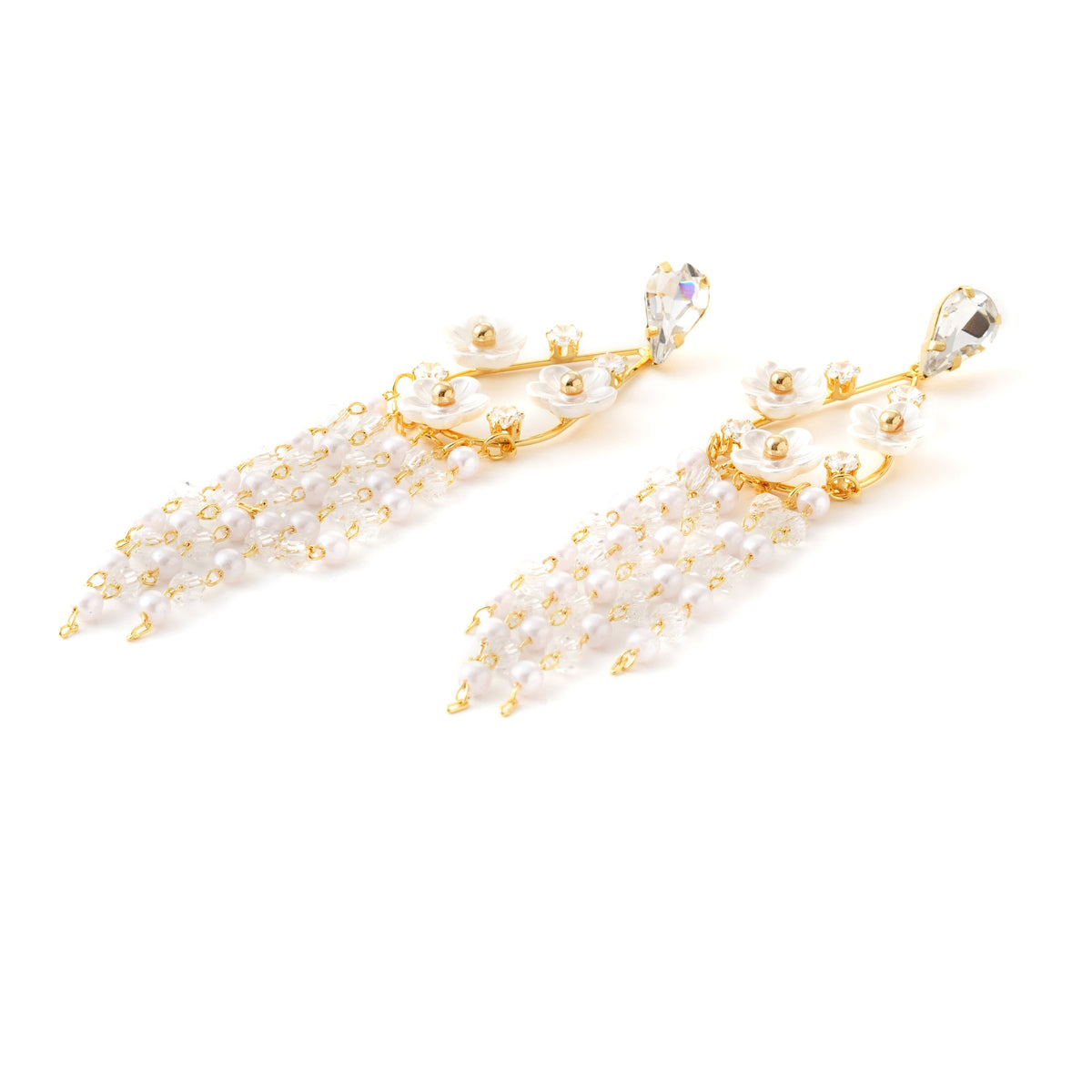 Elegant Floral Pearl Dangle Earrings