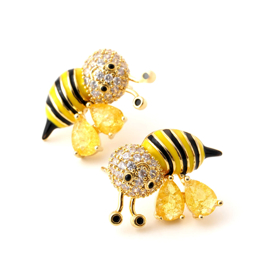 Luxurious Crystal-Studded Bee Earring