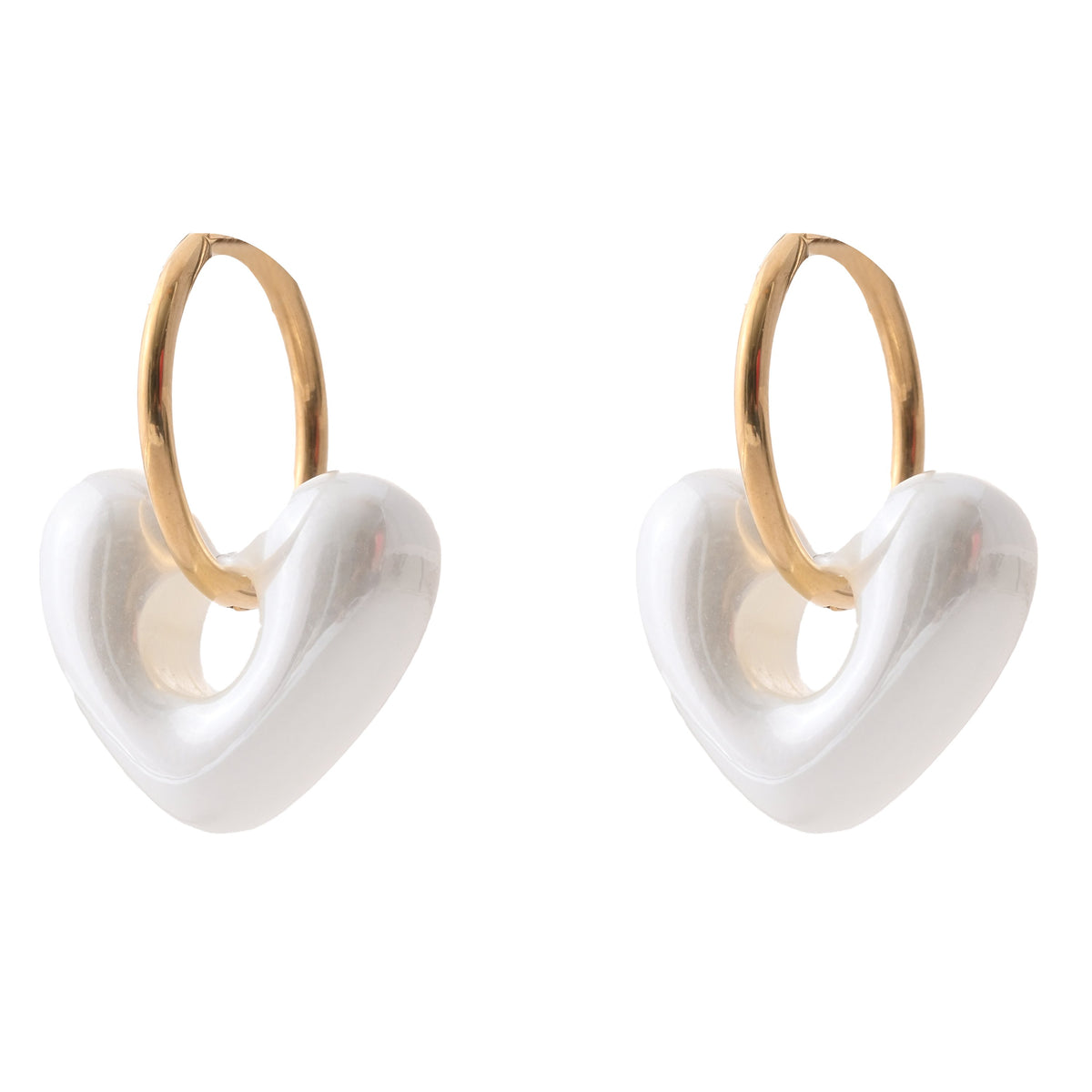 Elegant Gold Plated Hoop Earrings with Heart Design