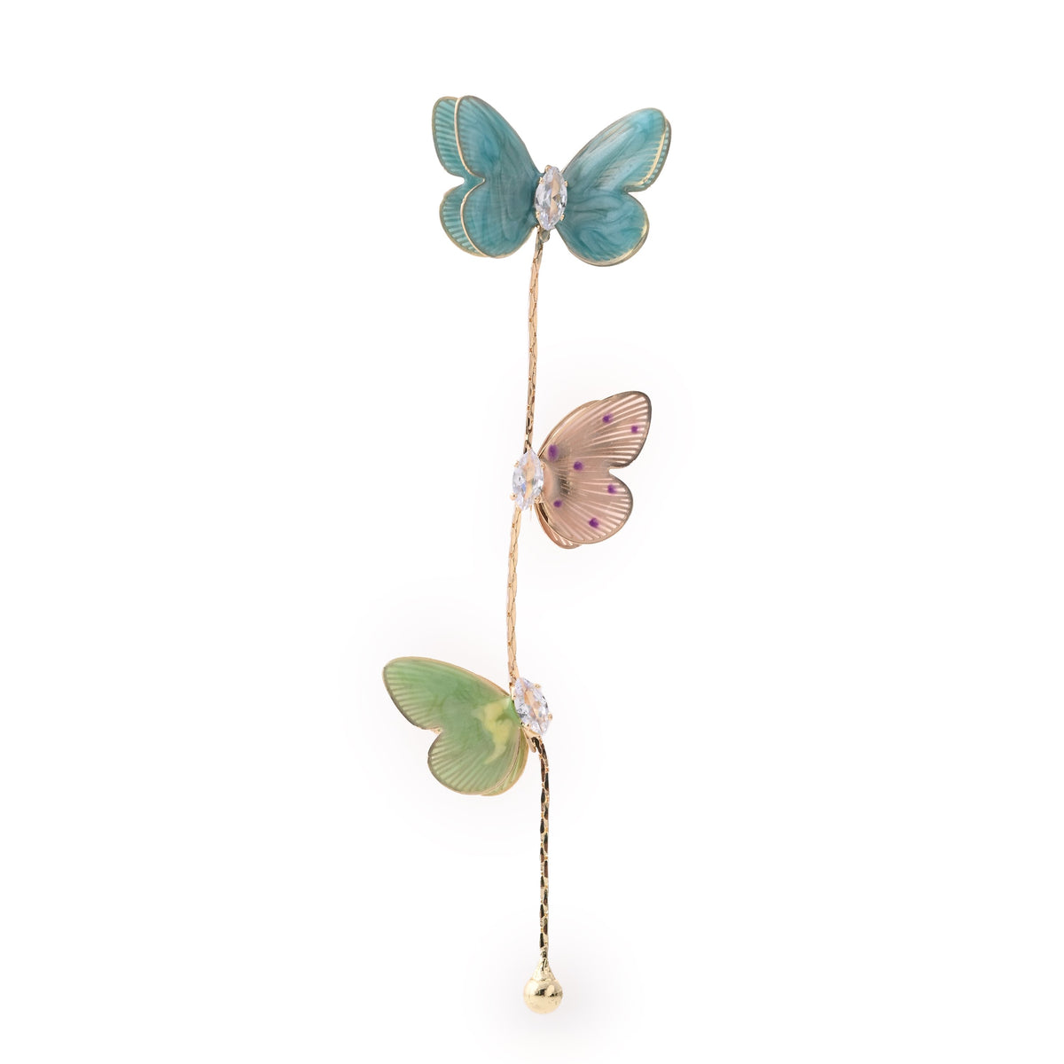 Elegant Triple Butterfly Crystal Earring