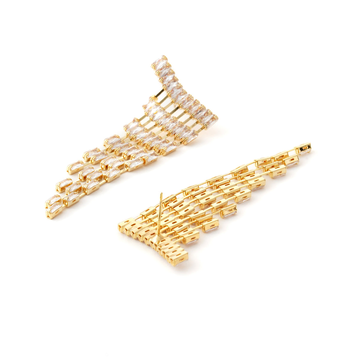 Luxurious Cascading Crystal Gold Earring