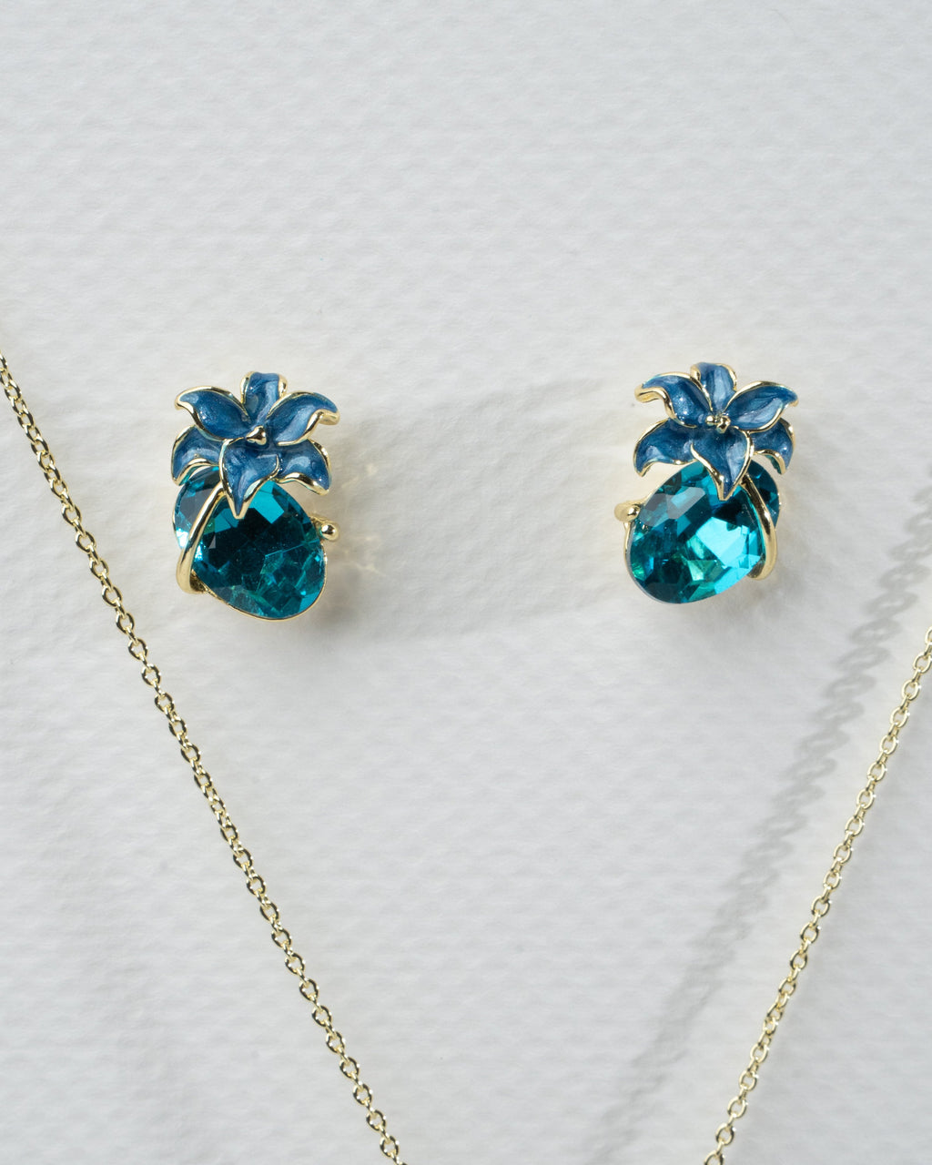 Elegant Blue Gem Floral Jewelry Set