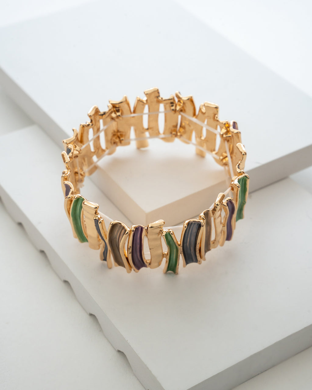 Luxurious Gold-Plated Multicolor Enamel Bracelet