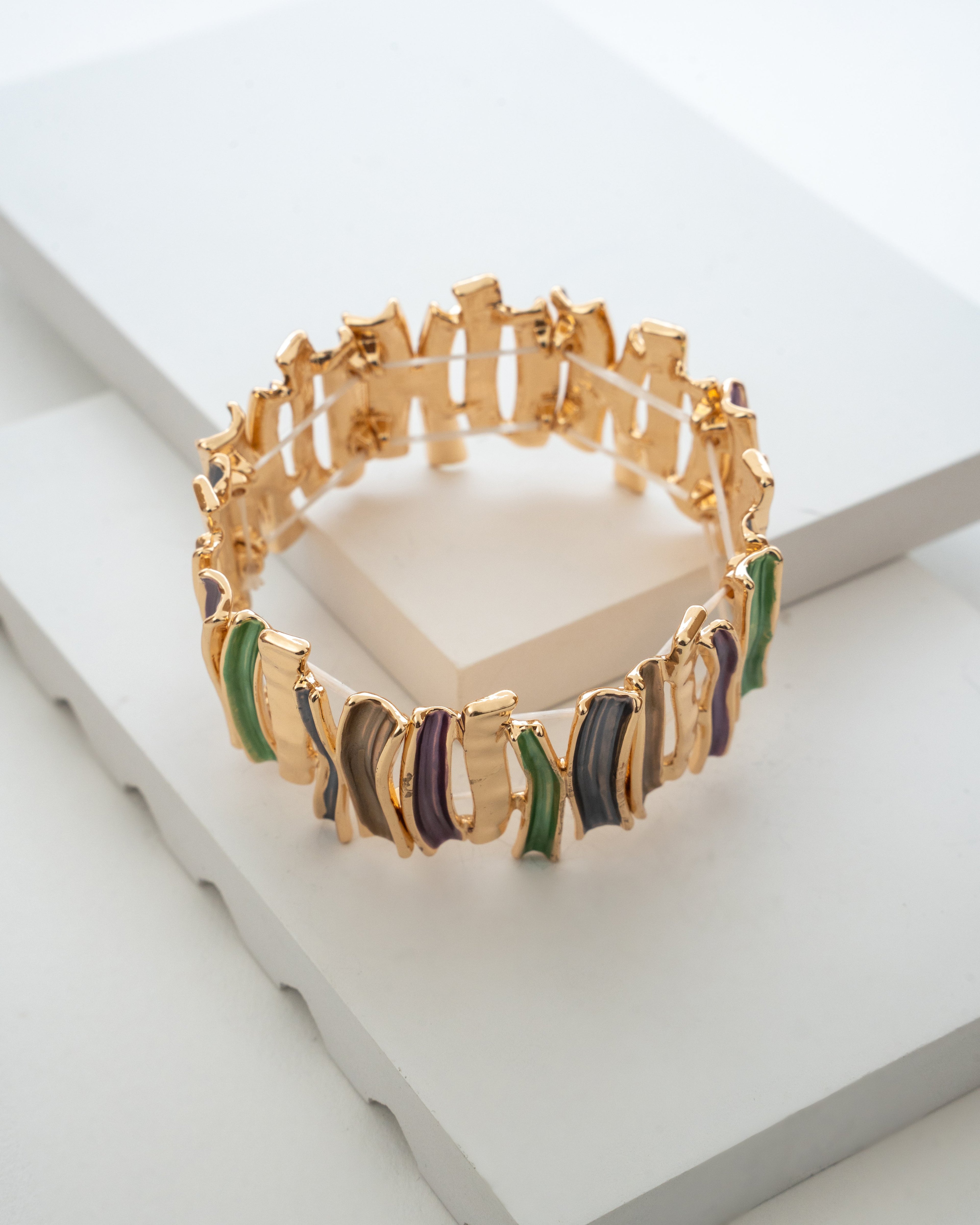 Luxurious Gold-Plated Multicolor Enamel Bracelet
