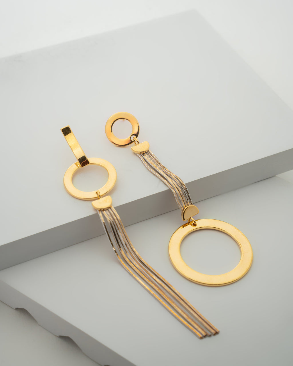 Elegant Gold Circular Tassel Earrings