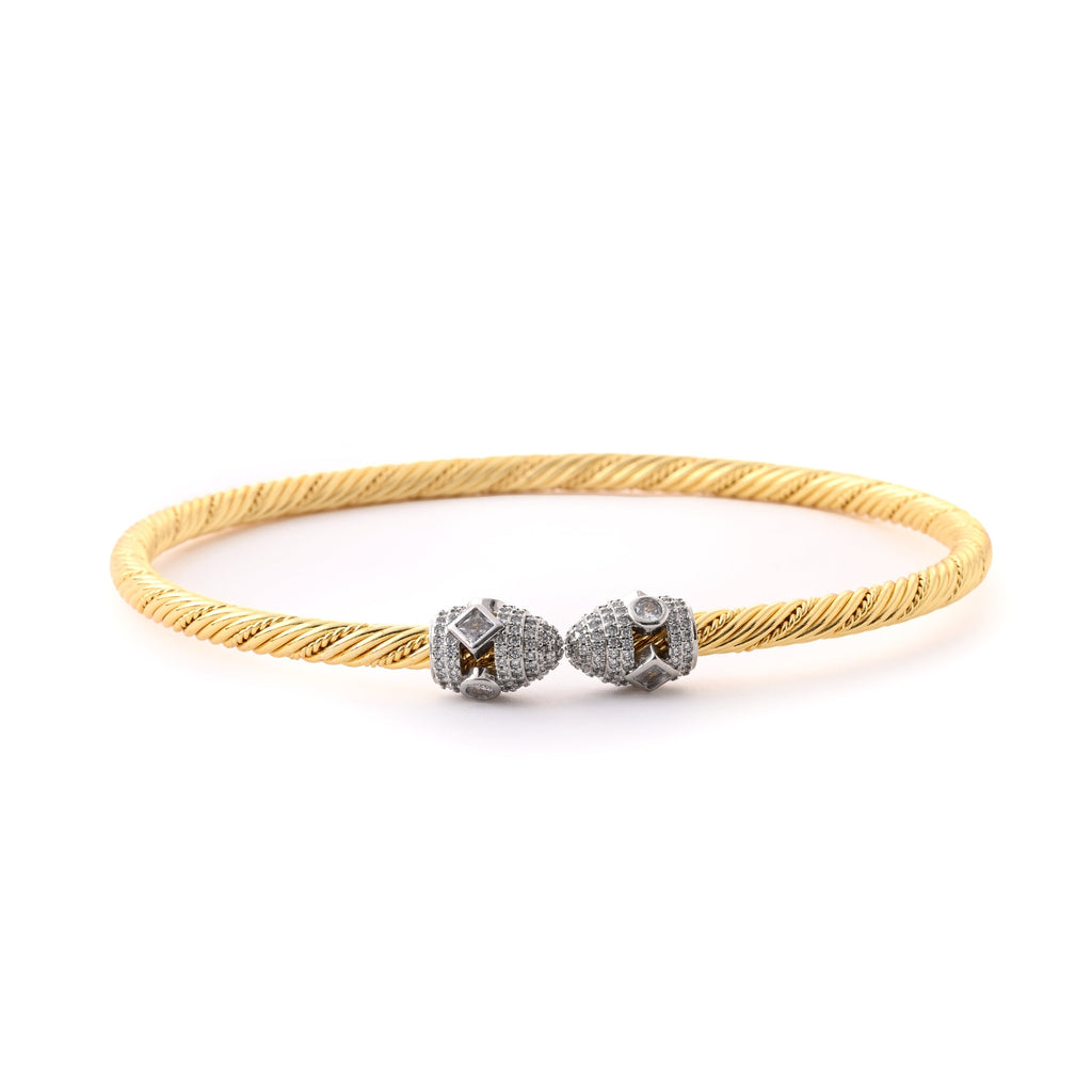Luxury Gold &amp; Diamond-Studded Cable Bracelet