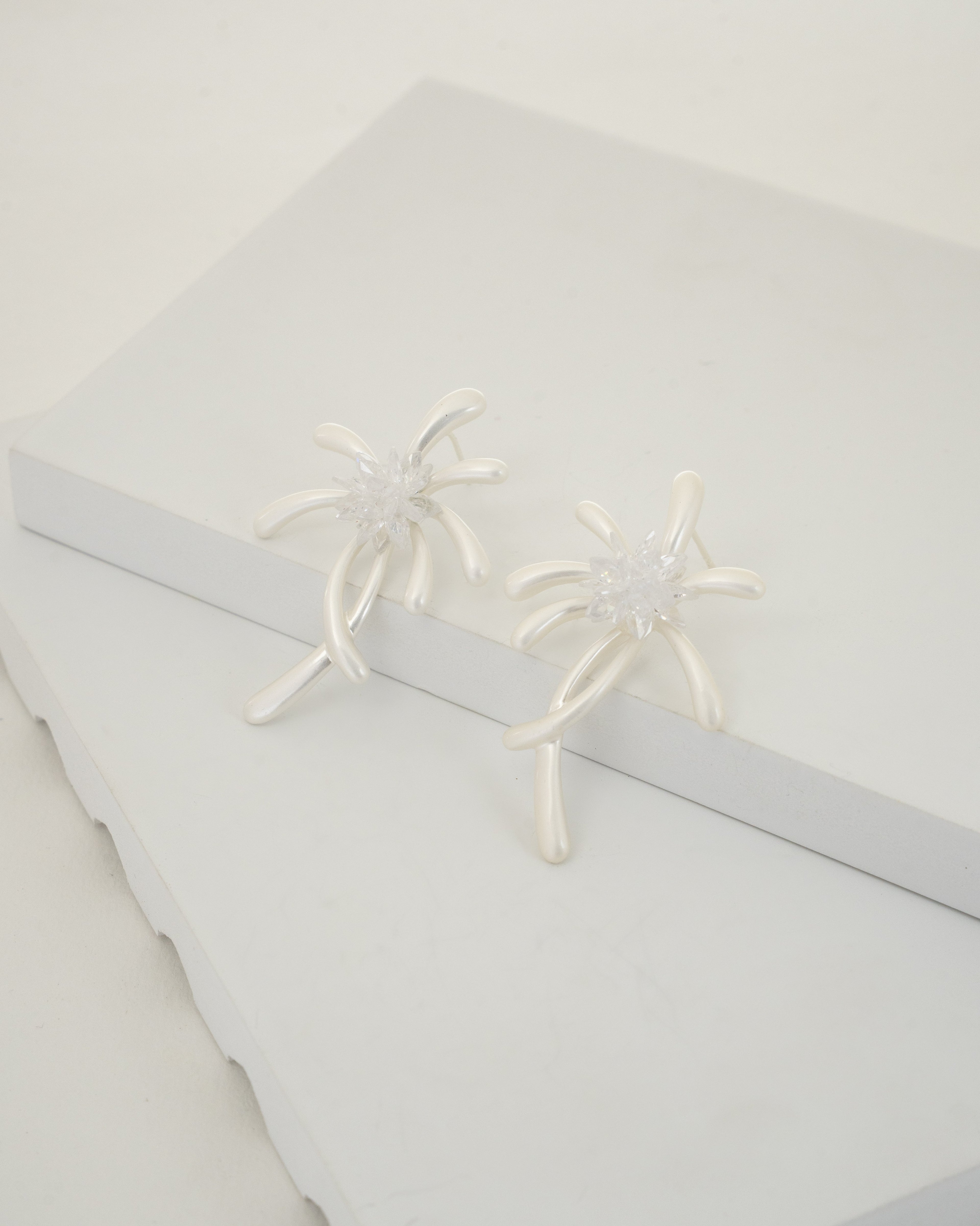 Elegant Spiral Floral Pearl Earrings