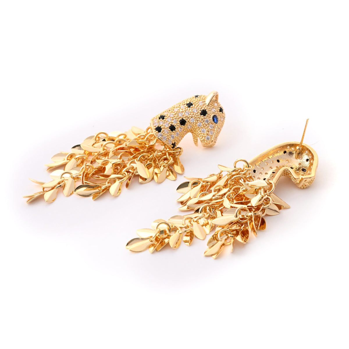 Elegant Jaguar Dangle Earrings with Crystal Accents