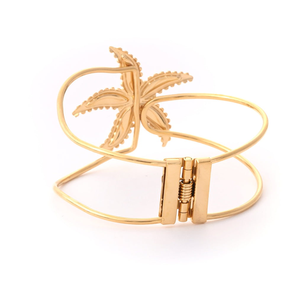 Elegant Gold Starfish Cuff Bracelet with Abalone Inlay
