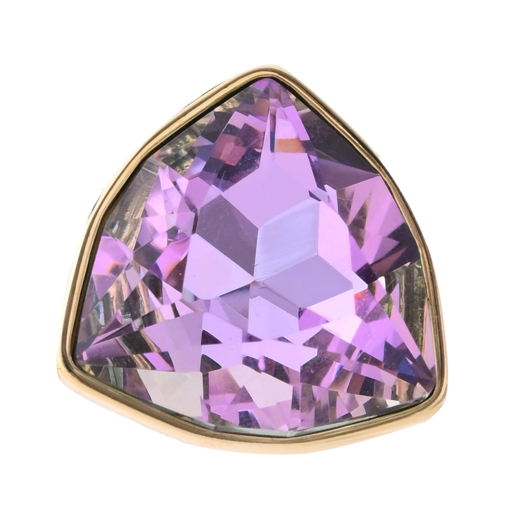 "Exquisite Trillion-Cut Amethyst Earring in Gold Setting"
