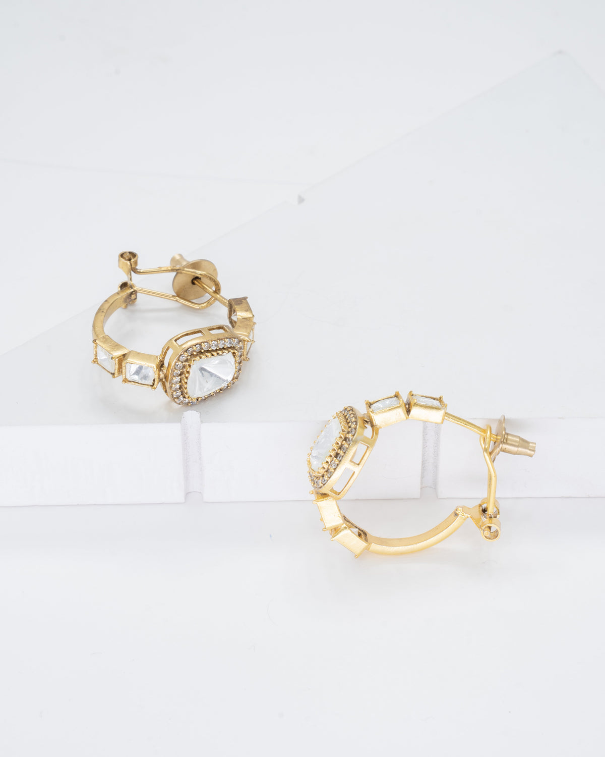 Elegant Gold-Plated Crystal Hoop Earrings