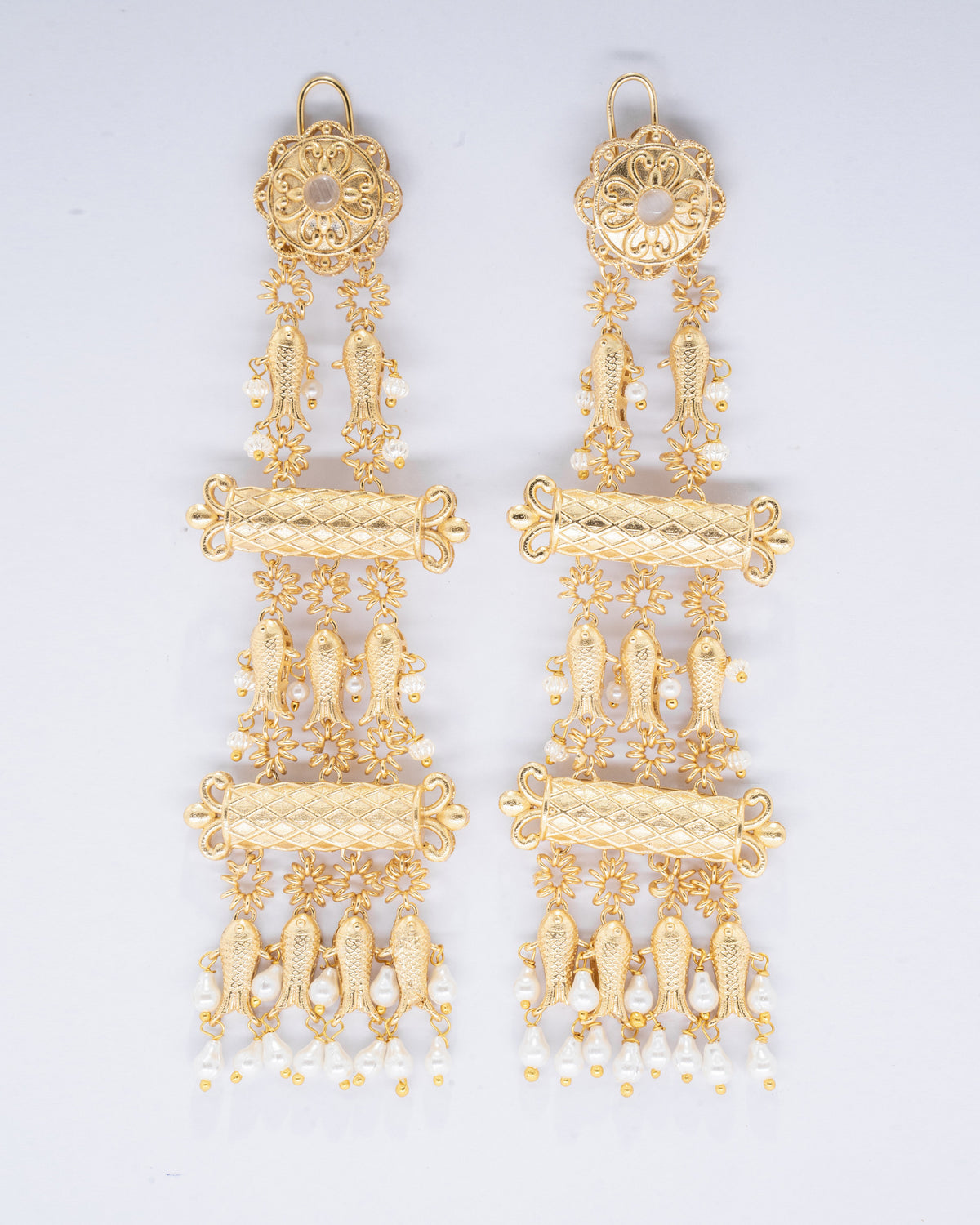 Gold-Tone Traditional Filigree Long Drop Earrings