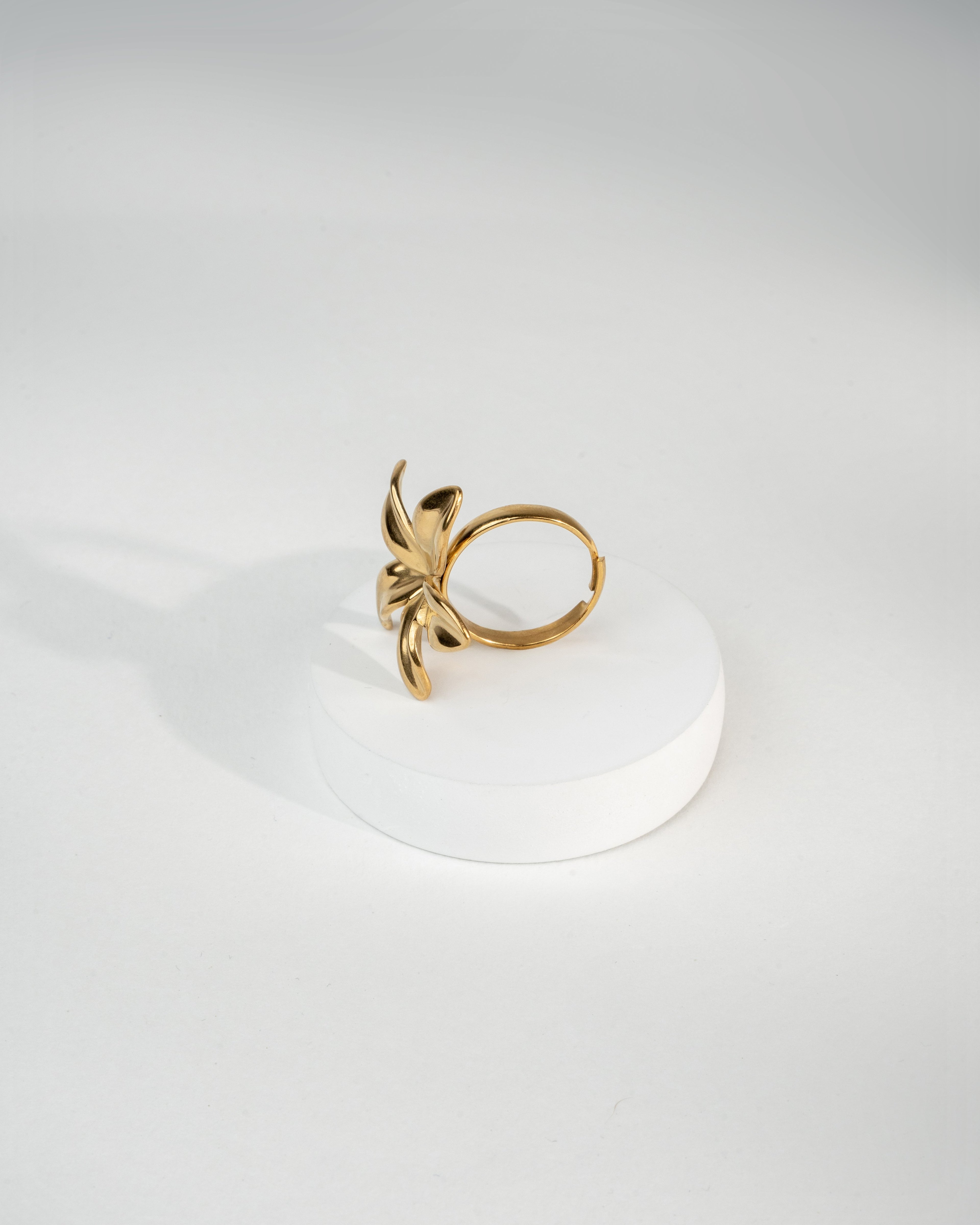 Elegant Gold-Plated Floral Statement Ring