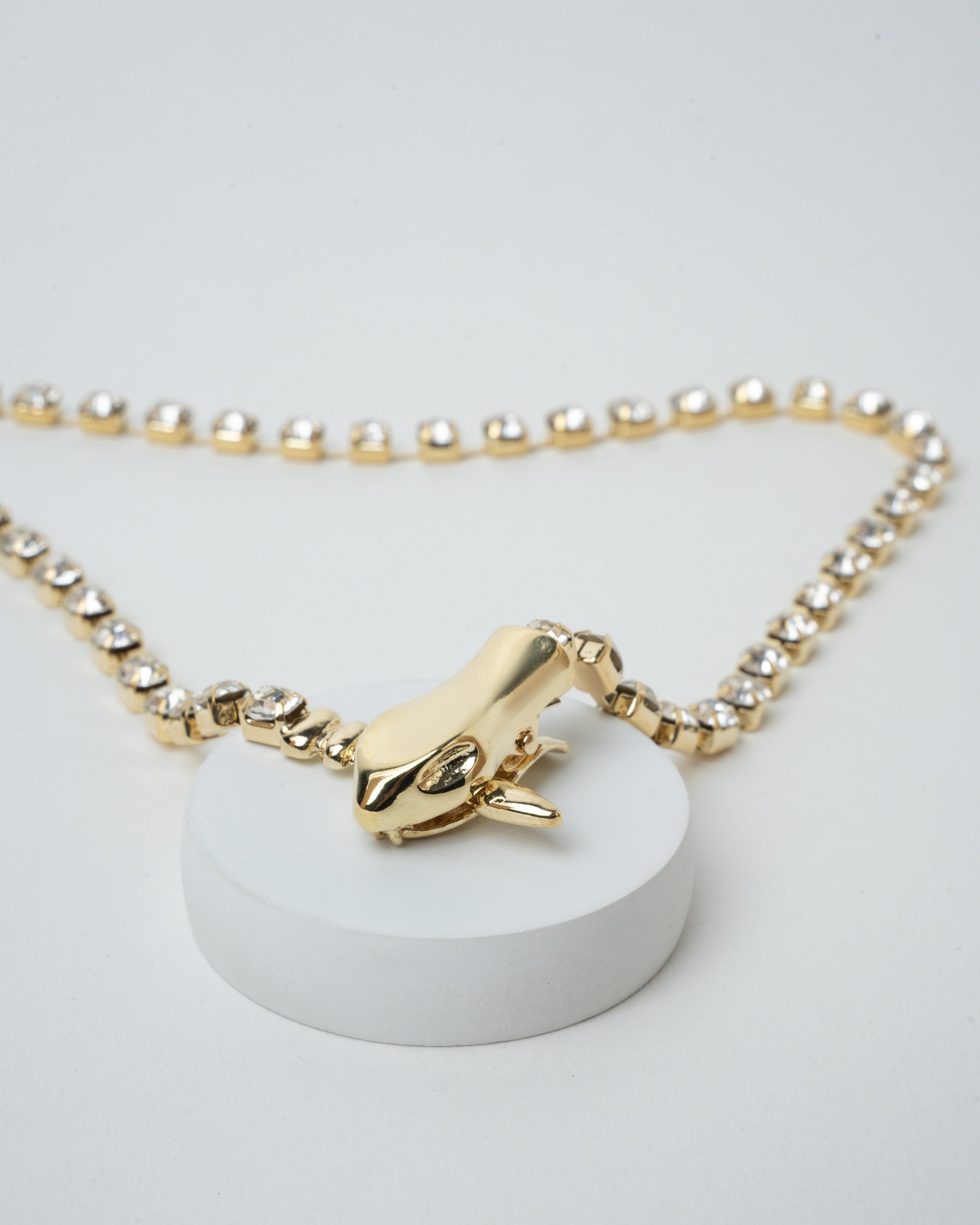 Elegant Gold-Plated Animal Pendant Necklace with Crystal Accents