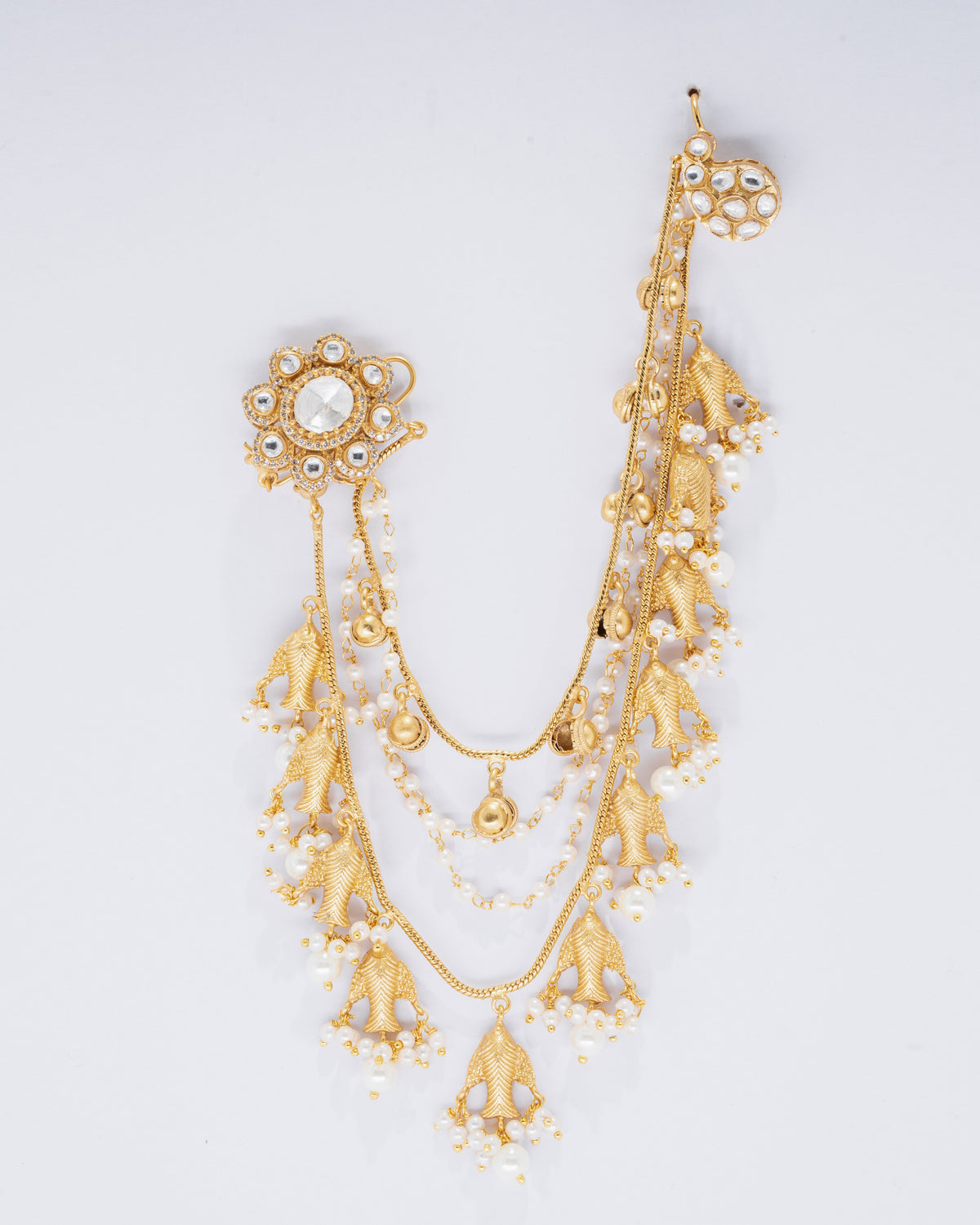 Exquisite Gold-Plated Kundan Maang Tikka with Pearls